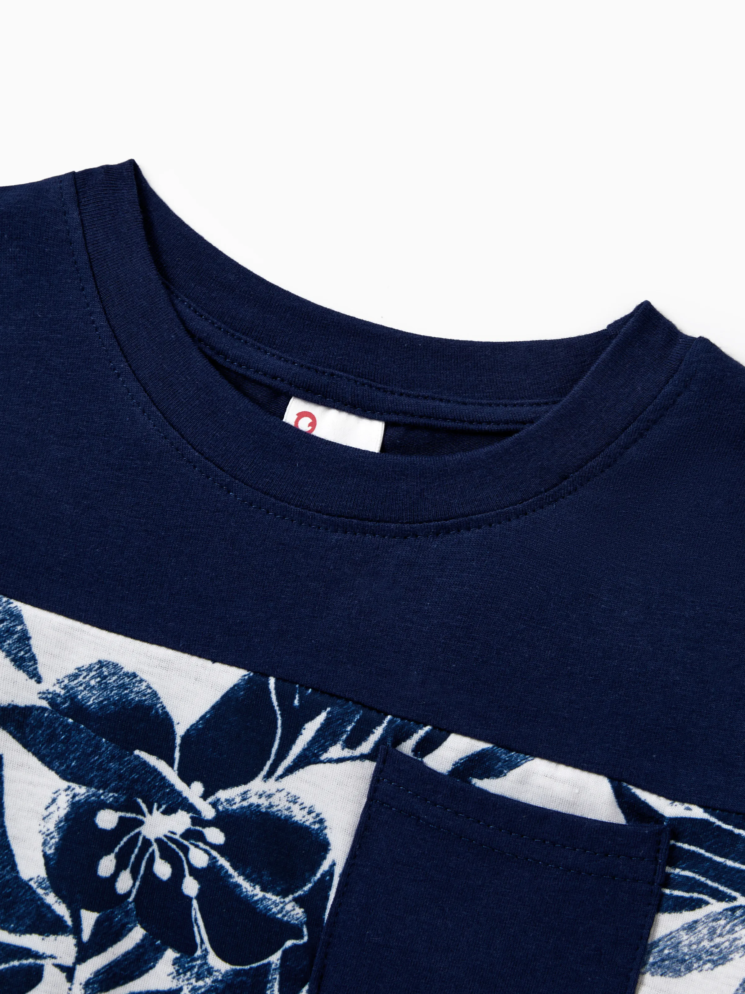 Daddy and Me Family Matching Cotton Tee Flora Print Splicing Shirt or Tank Dress Deep Blue - Image 10