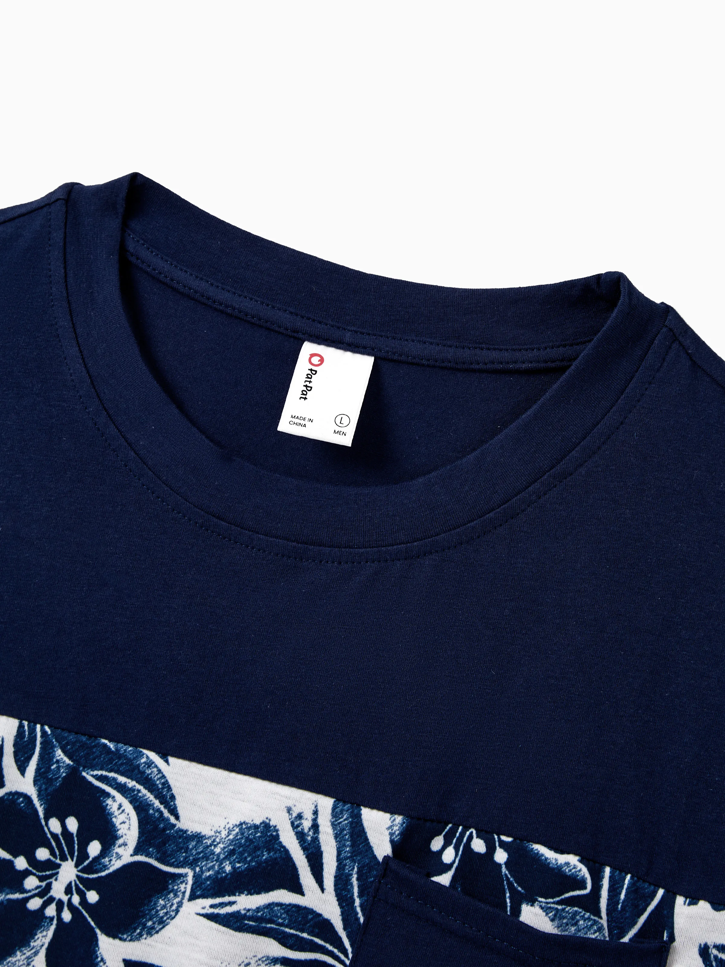 Daddy and Me Family Matching Cotton Tee Flora Print Splicing Shirt or Tank Dress Deep Blue - Image 5