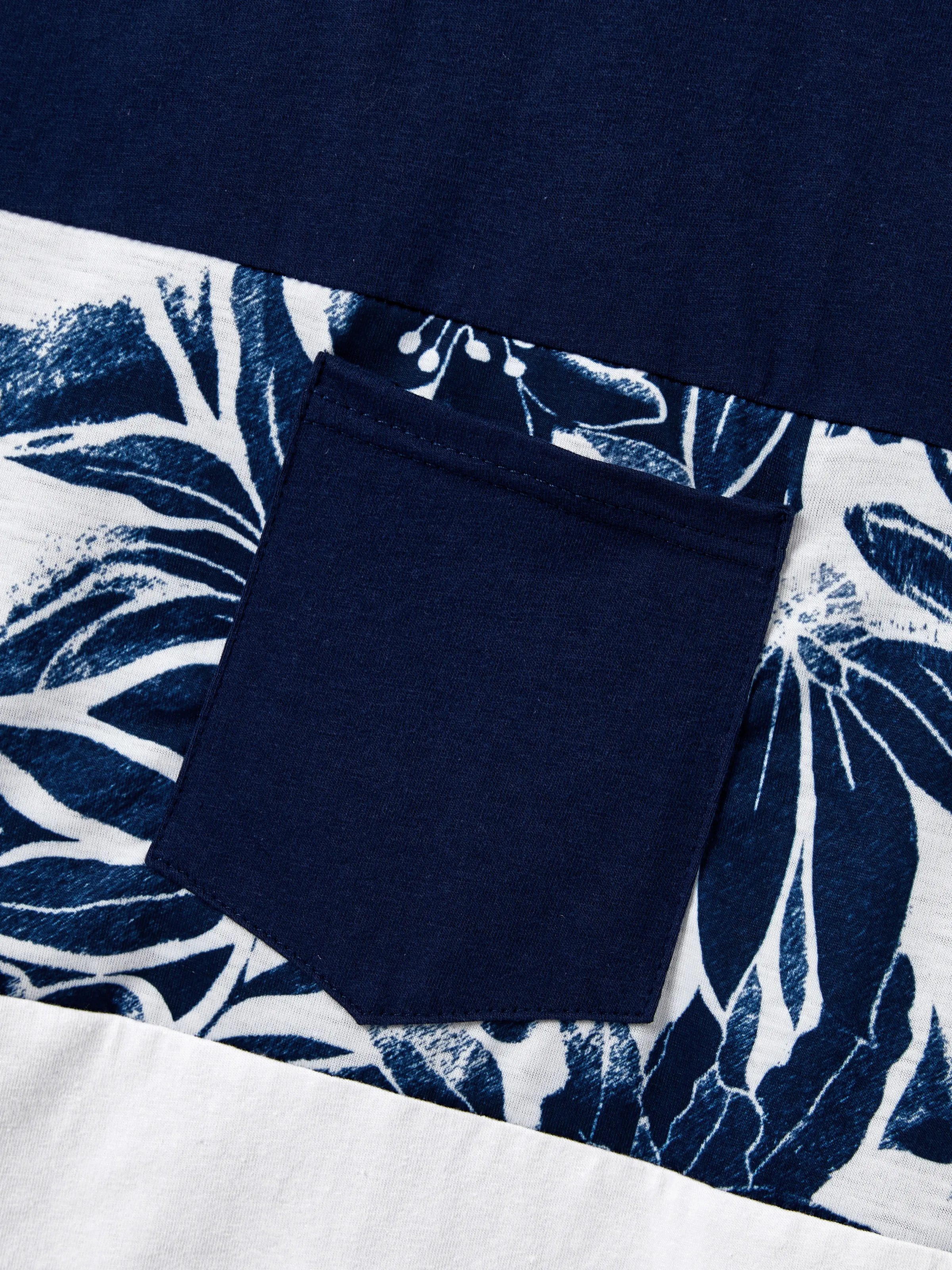Daddy and Me Family Matching Cotton Tee Flora Print Splicing Shirt or Tank Dress Deep Blue - Image 7