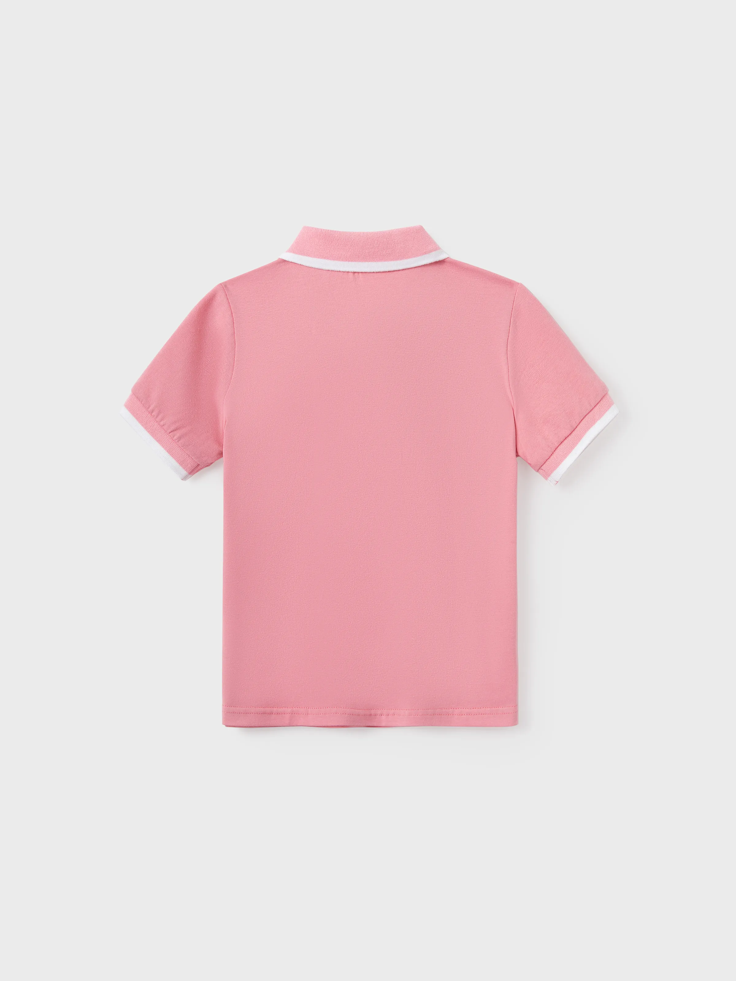 Daddy and Me Family Matching Outfits Set Solid Color Short-sleeve Polo Collar Shirt or Flower Print Hollow out Dress  Pink - Image 9