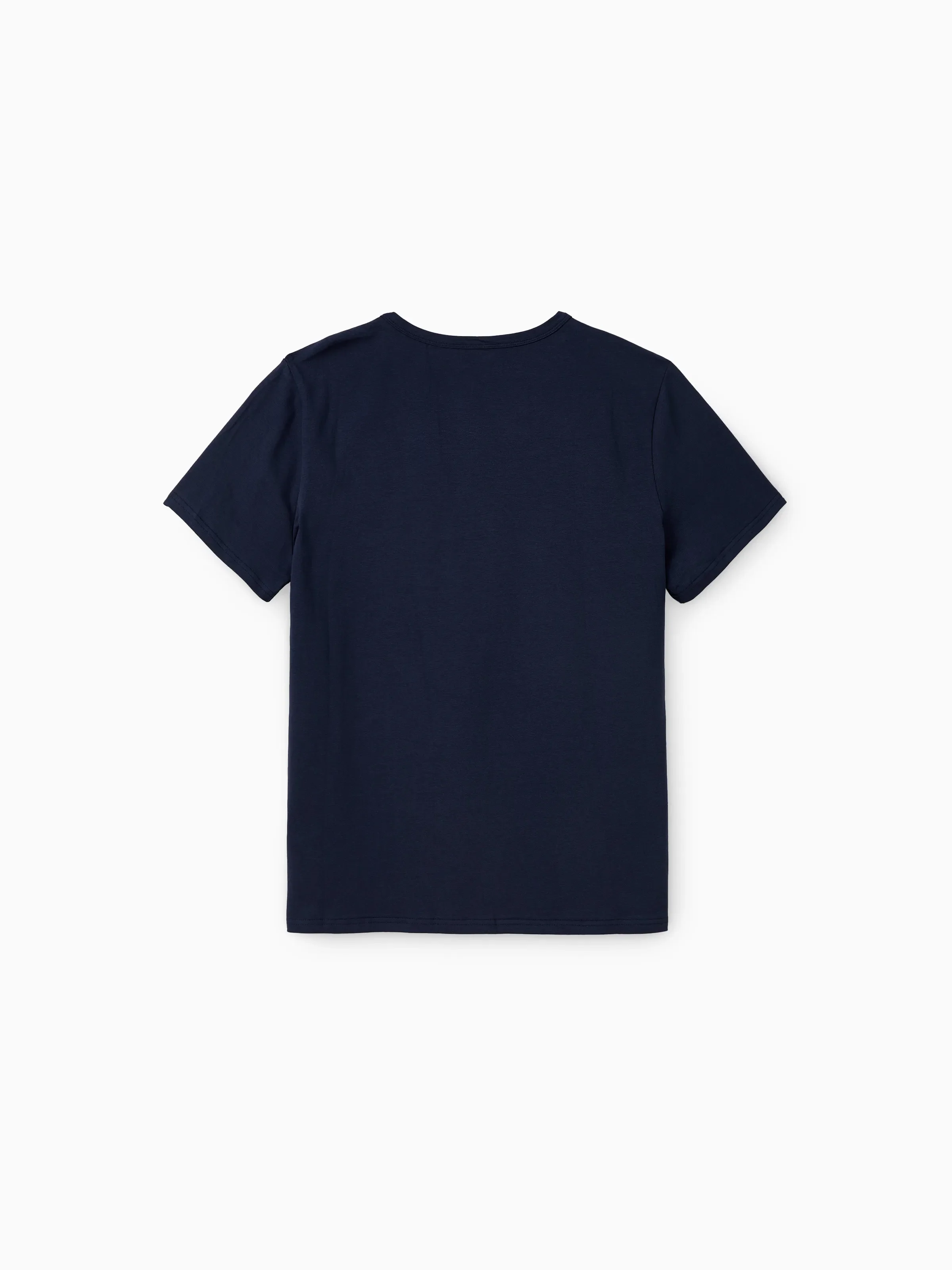Daddy and Me Family Matching Sets Floral Panel Black tee and V-neck Strap Dress with Hidden Snap  Deep Blue - Image 4
