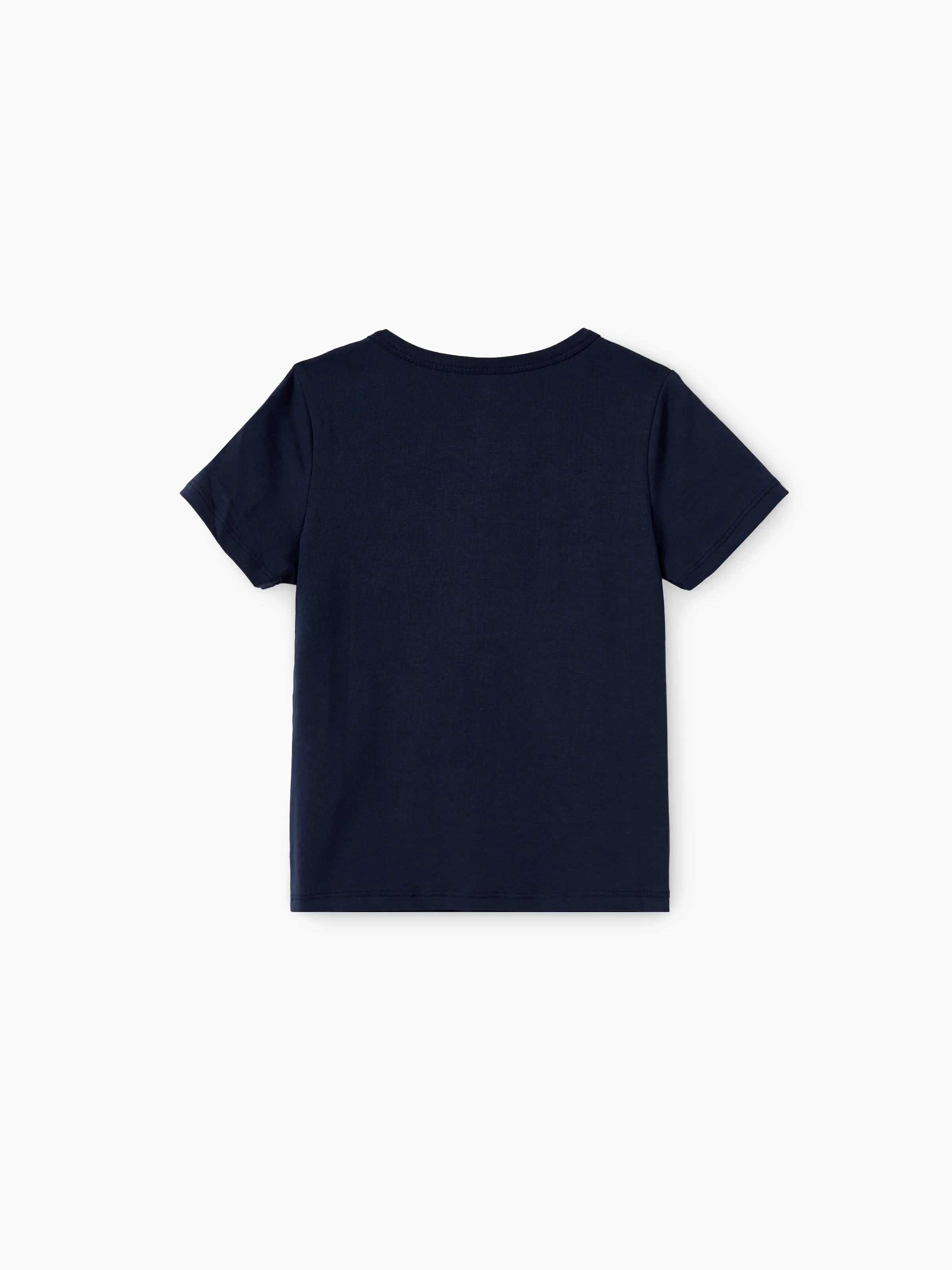 Daddy and Me Family Matching Sets Floral Panel Black tee and V-neck Strap Dress with Hidden Snap  Deep Blue - Image 9