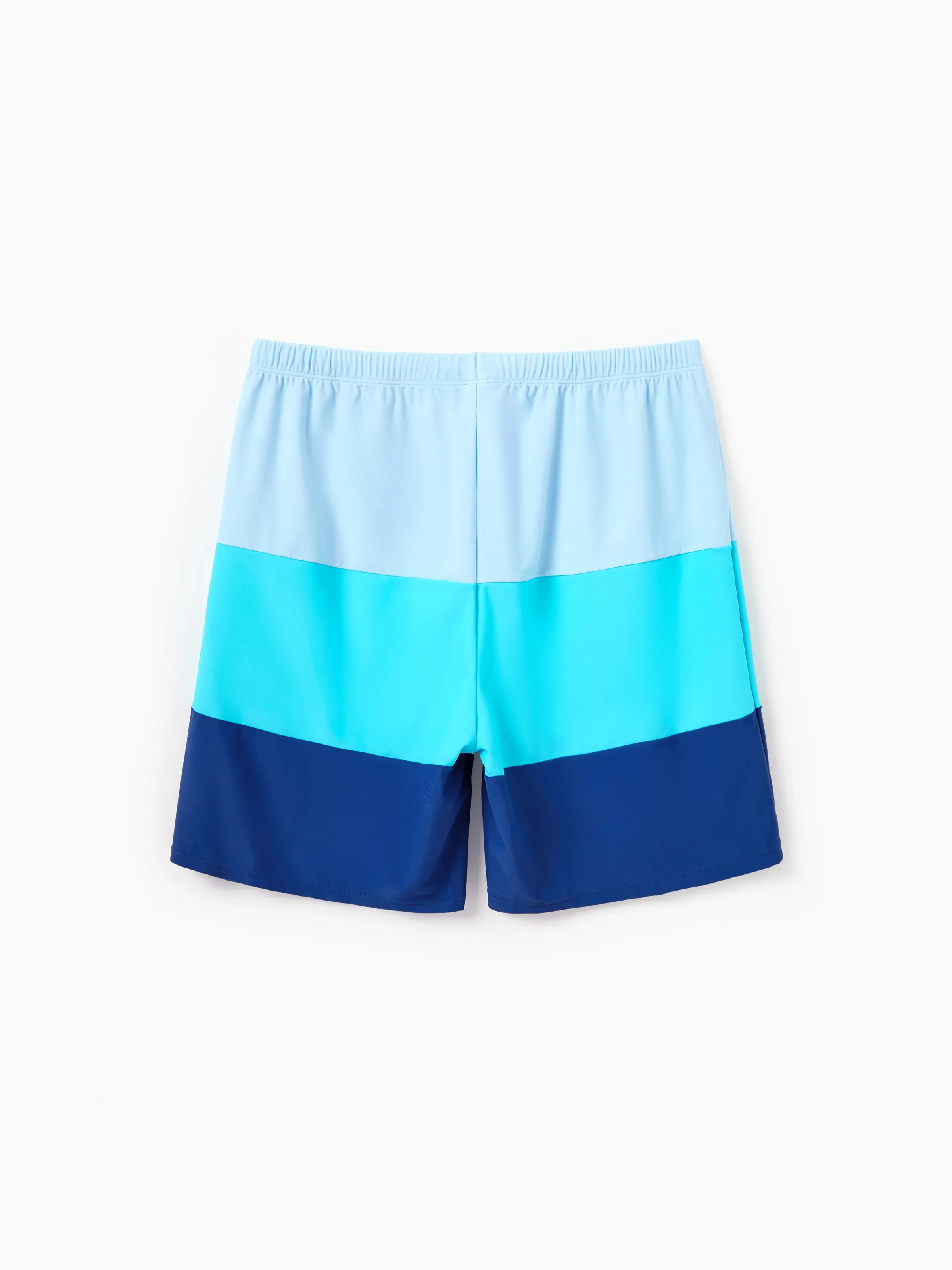 Daddy & Daughter Color Block Swimsuits One Shoulder Swim Dress / Swim Trunks Set Blue - Image 4