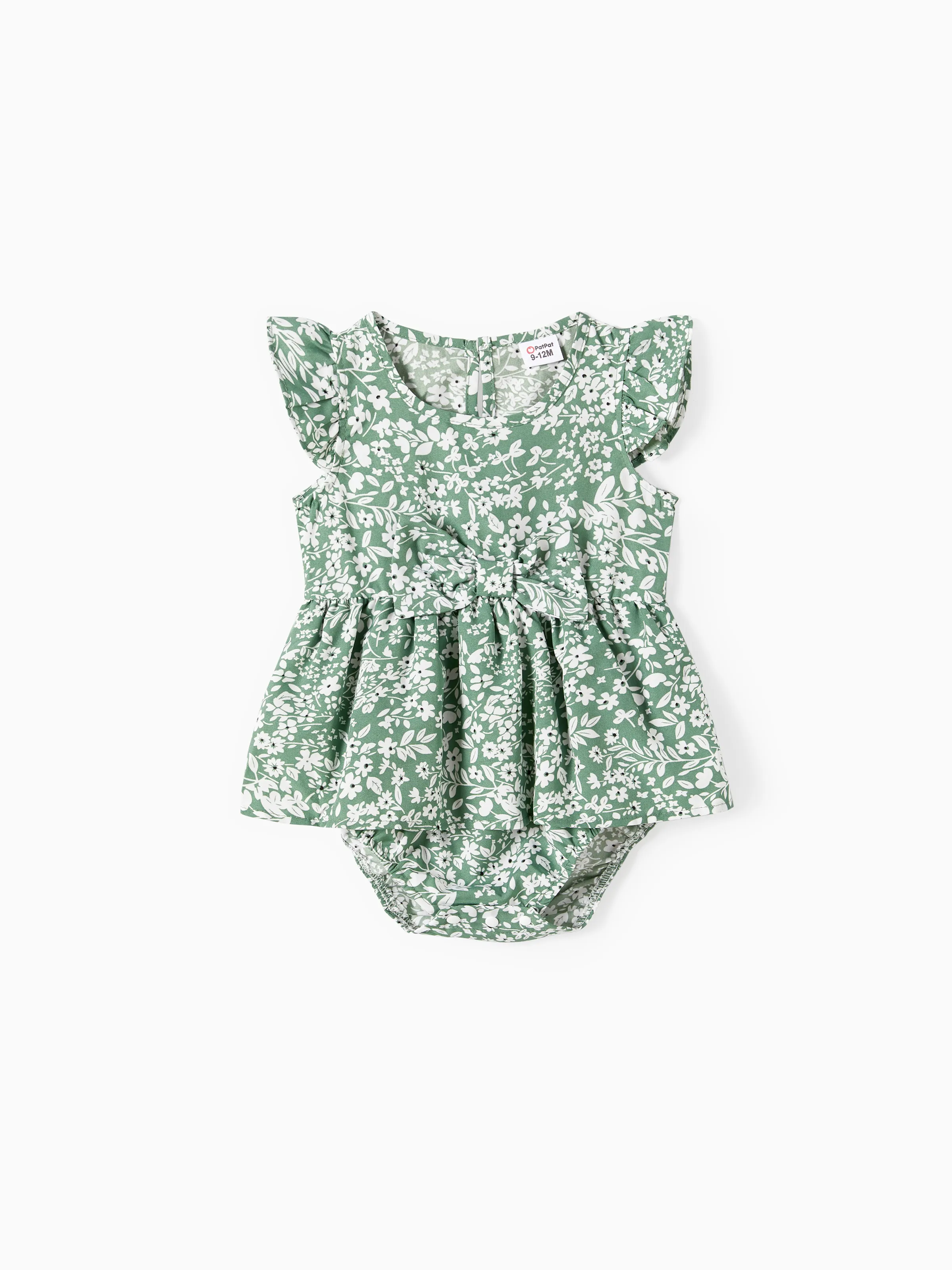 Daddy & Daughter Elegant Broken Flower Matching Outfits for Family, Smocking Design, Medium Thickness Green - Image 13