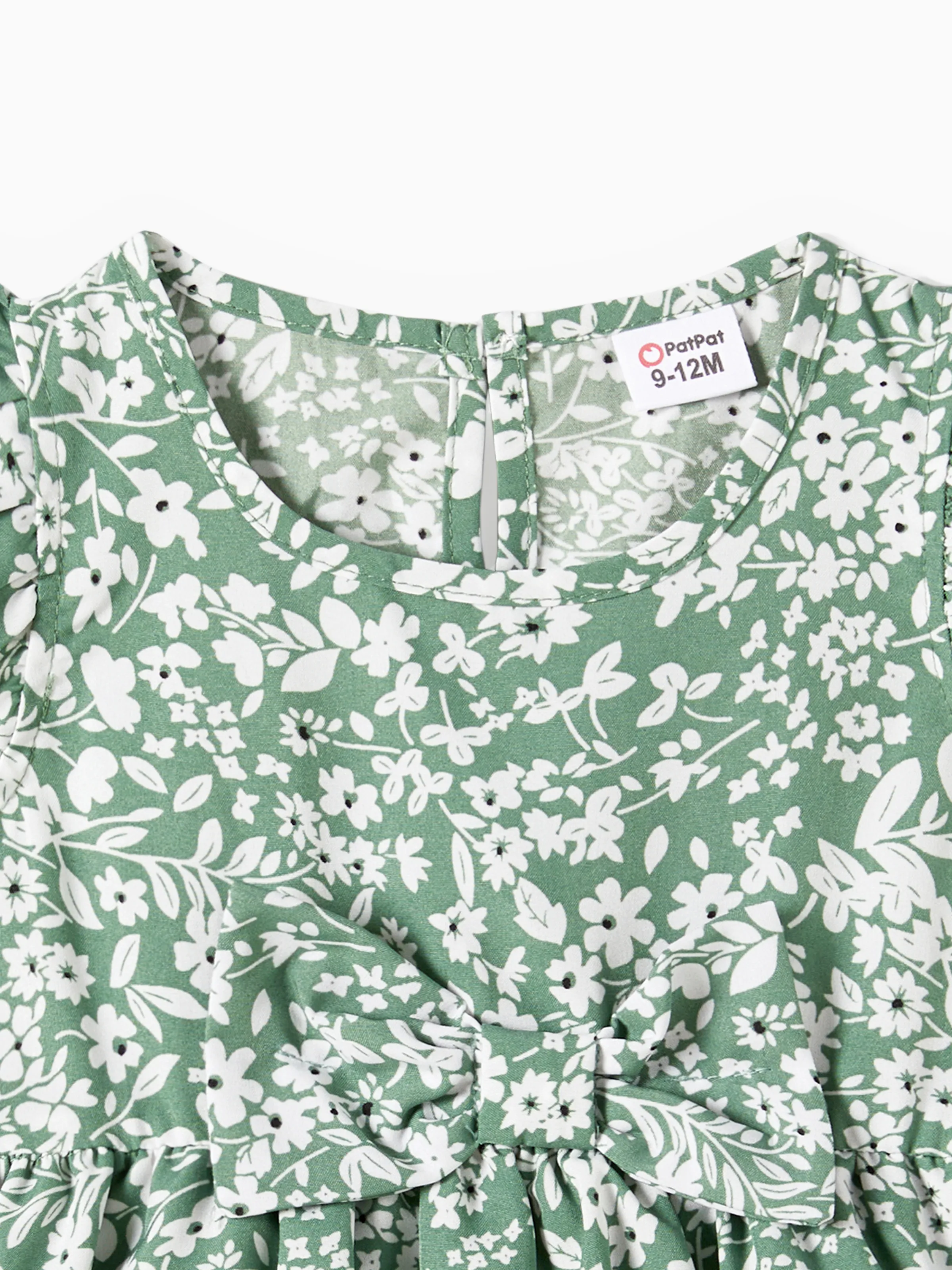 Daddy & Daughter Elegant Broken Flower Matching Outfits for Family, Smocking Design, Medium Thickness Green - Image 15