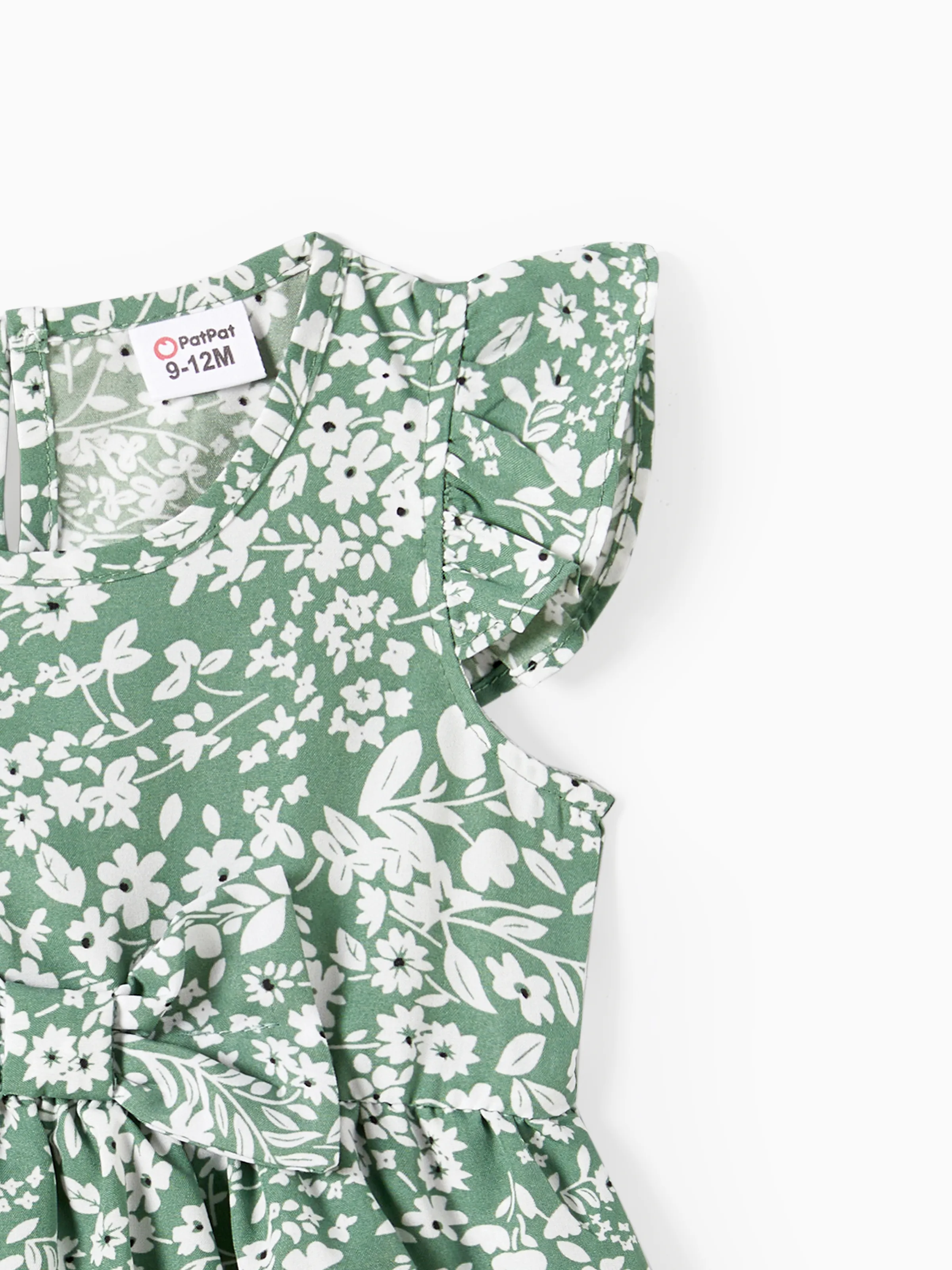 Daddy & Daughter Elegant Broken Flower Matching Outfits for Family, Smocking Design, Medium Thickness Green - Image 16