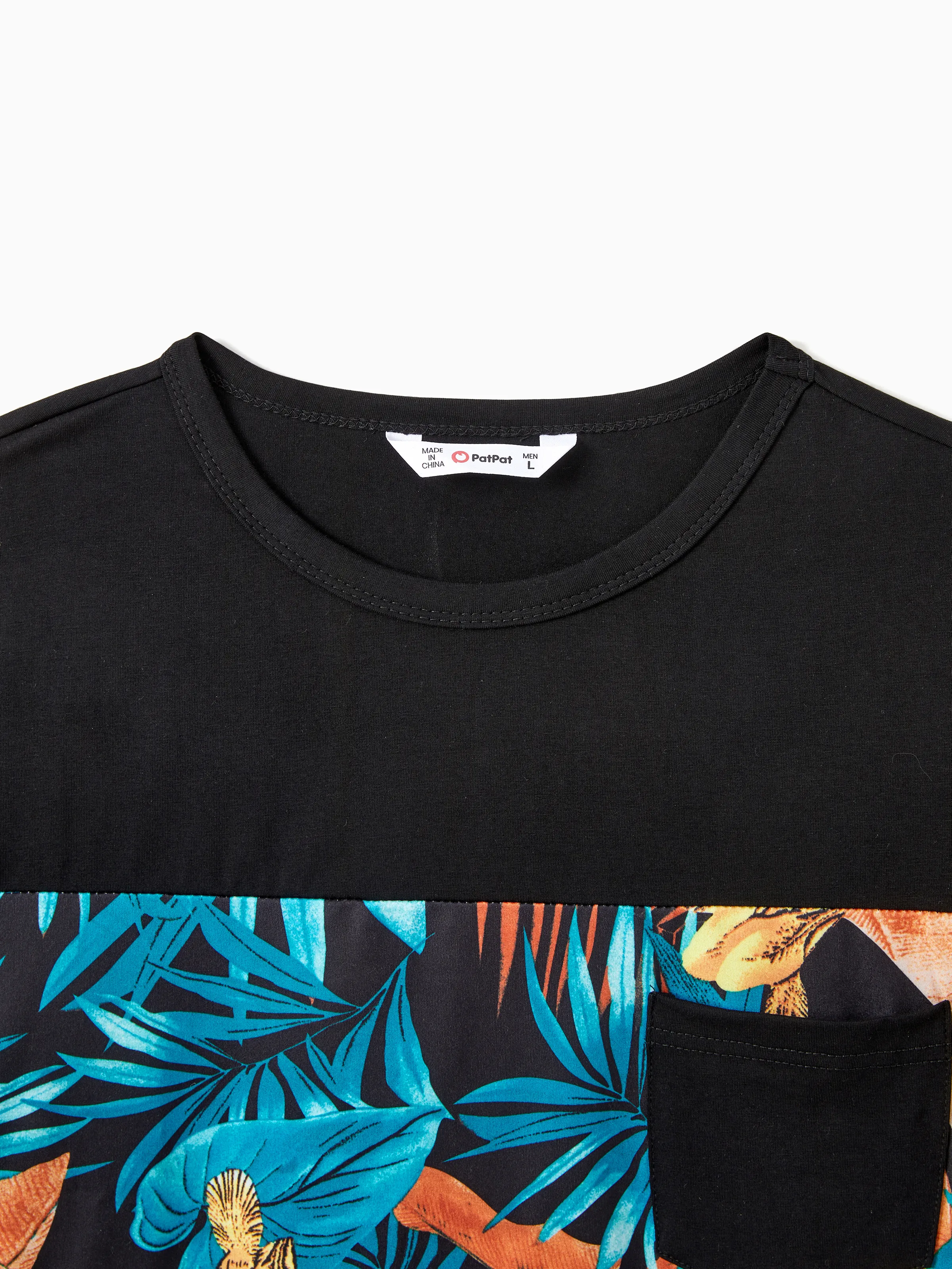 Daddy & Daughter Floral Panel T-shirt and Floral Ruched Drawstring Side Strap Dress Sets Black - Image 5