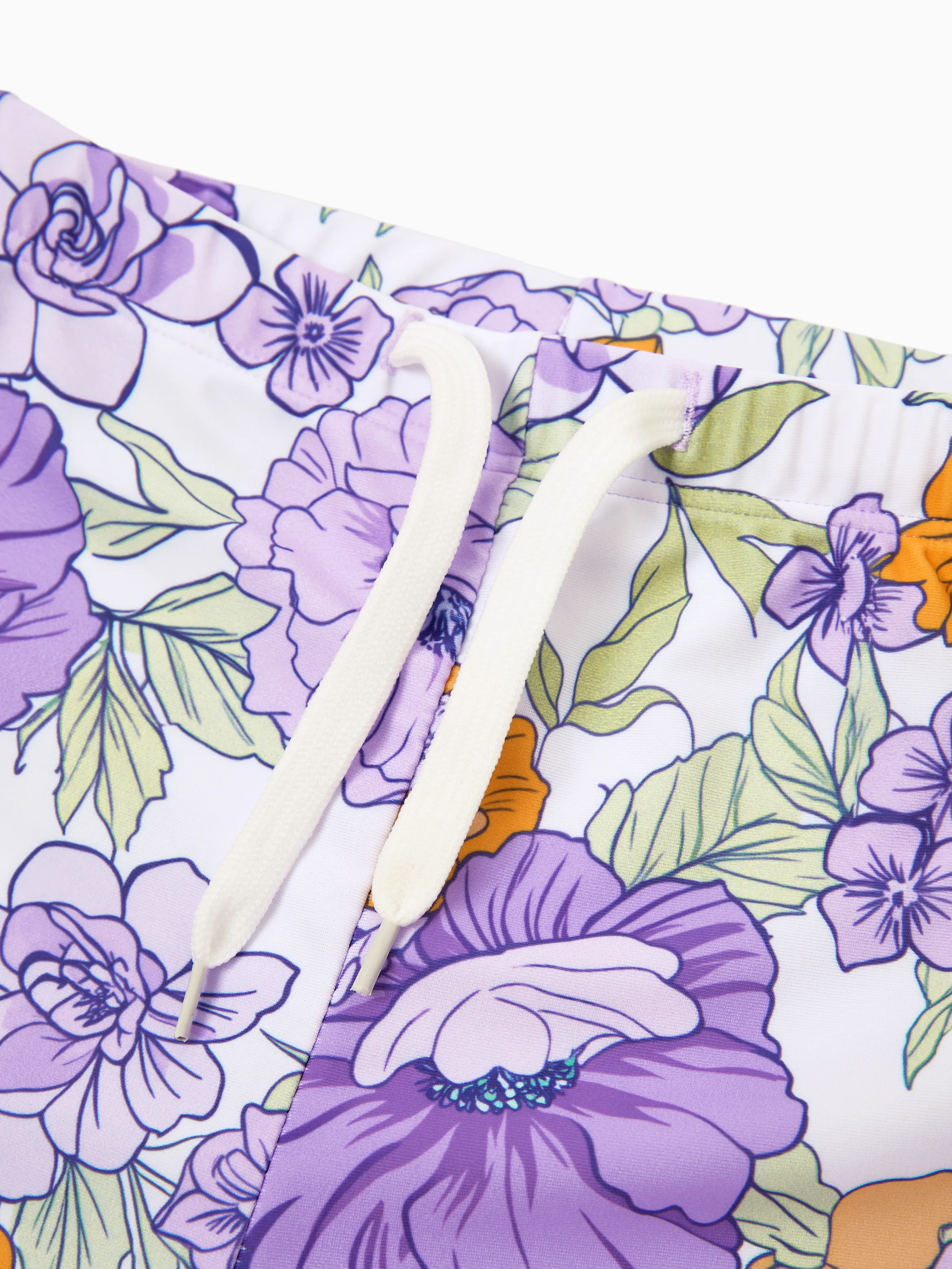 Daddy & Daughter Floral Print Swimsuits Ruffled One-Piece Bathing Suit & Swim Trunks Set Purple - Image 9