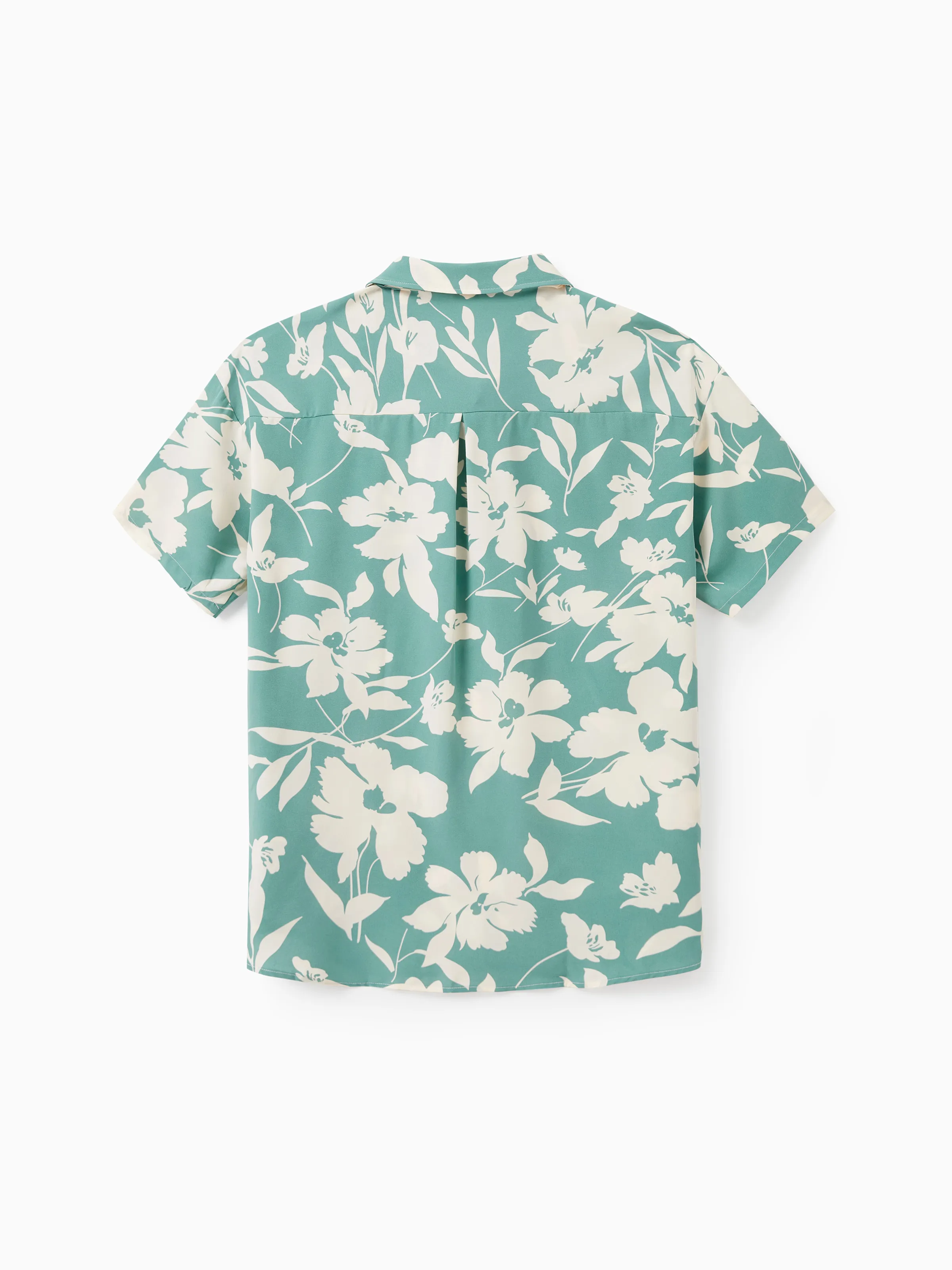 Daddy & Daughter Leaf Print Green Short-sleeve Shirt or Sling Shirred Dress Set Green - Image 4