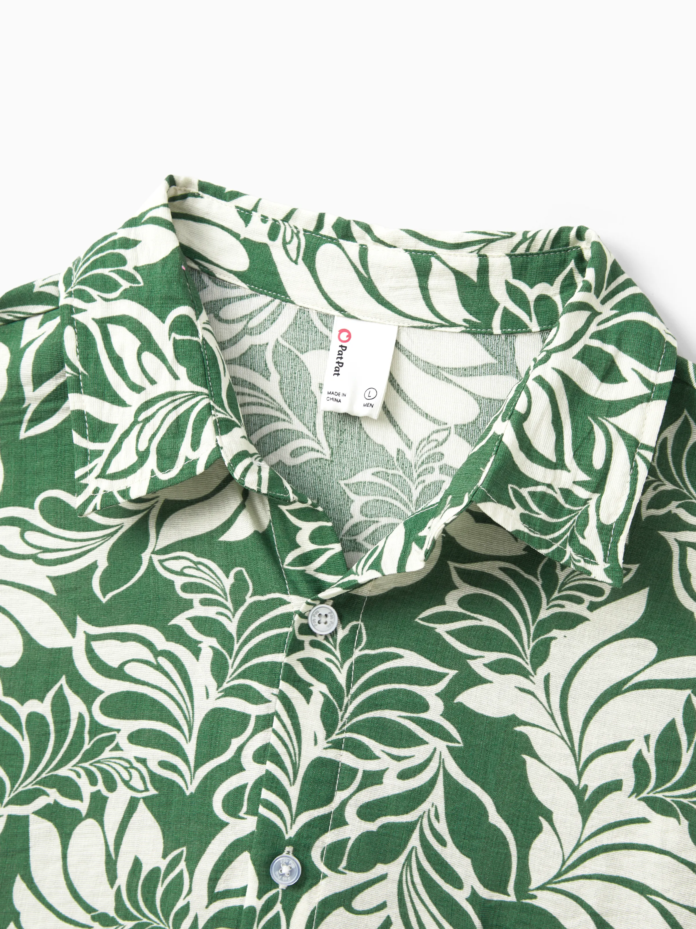 Daddy & Daughter Leaf Print Short-sleeve Shirt or Halter Dress Green Set Green - Image 8