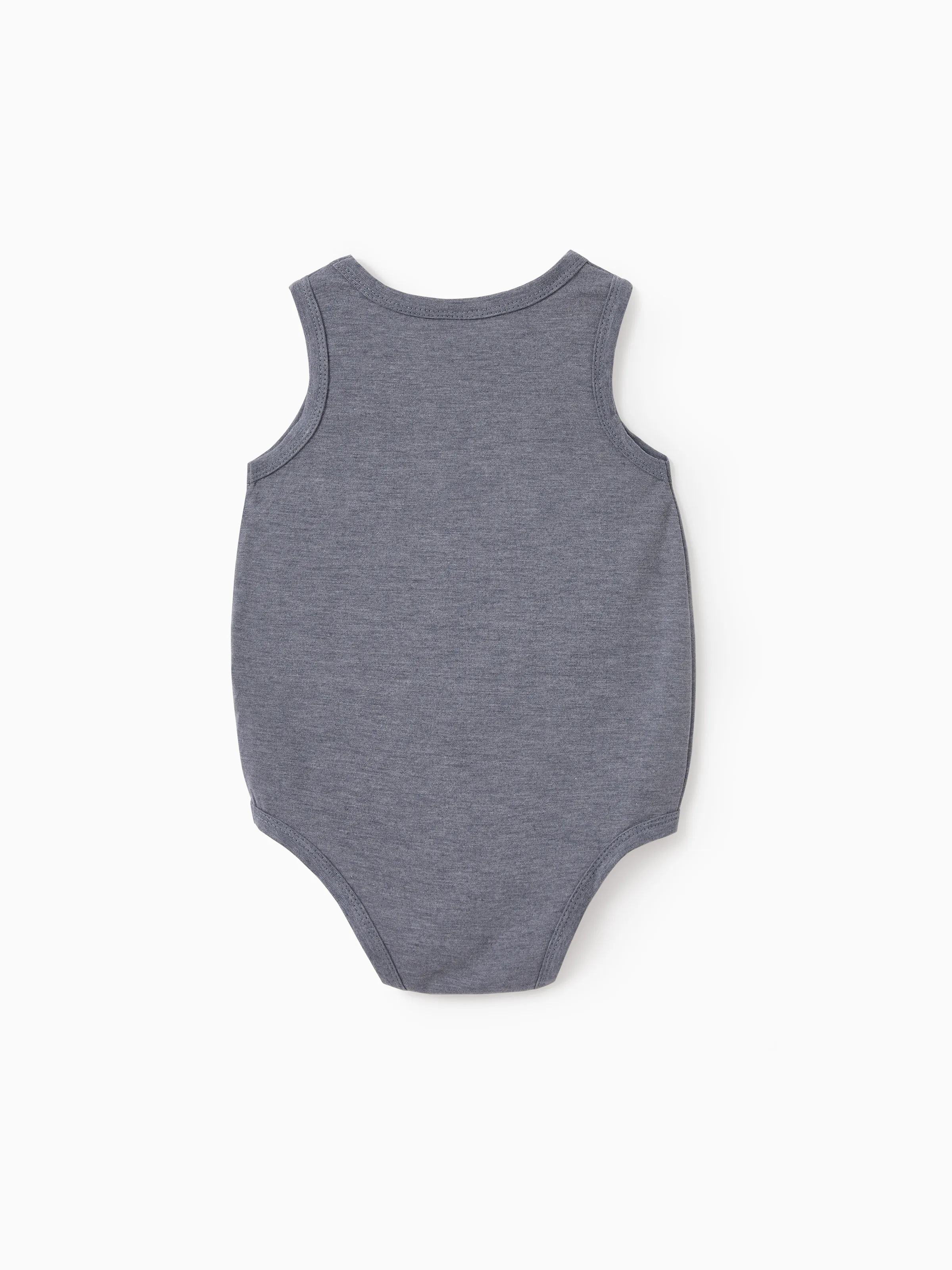 Daddy & Daughter Letter Print Sleeveless Tank Top or Tank Dress Set Grey - Image 14