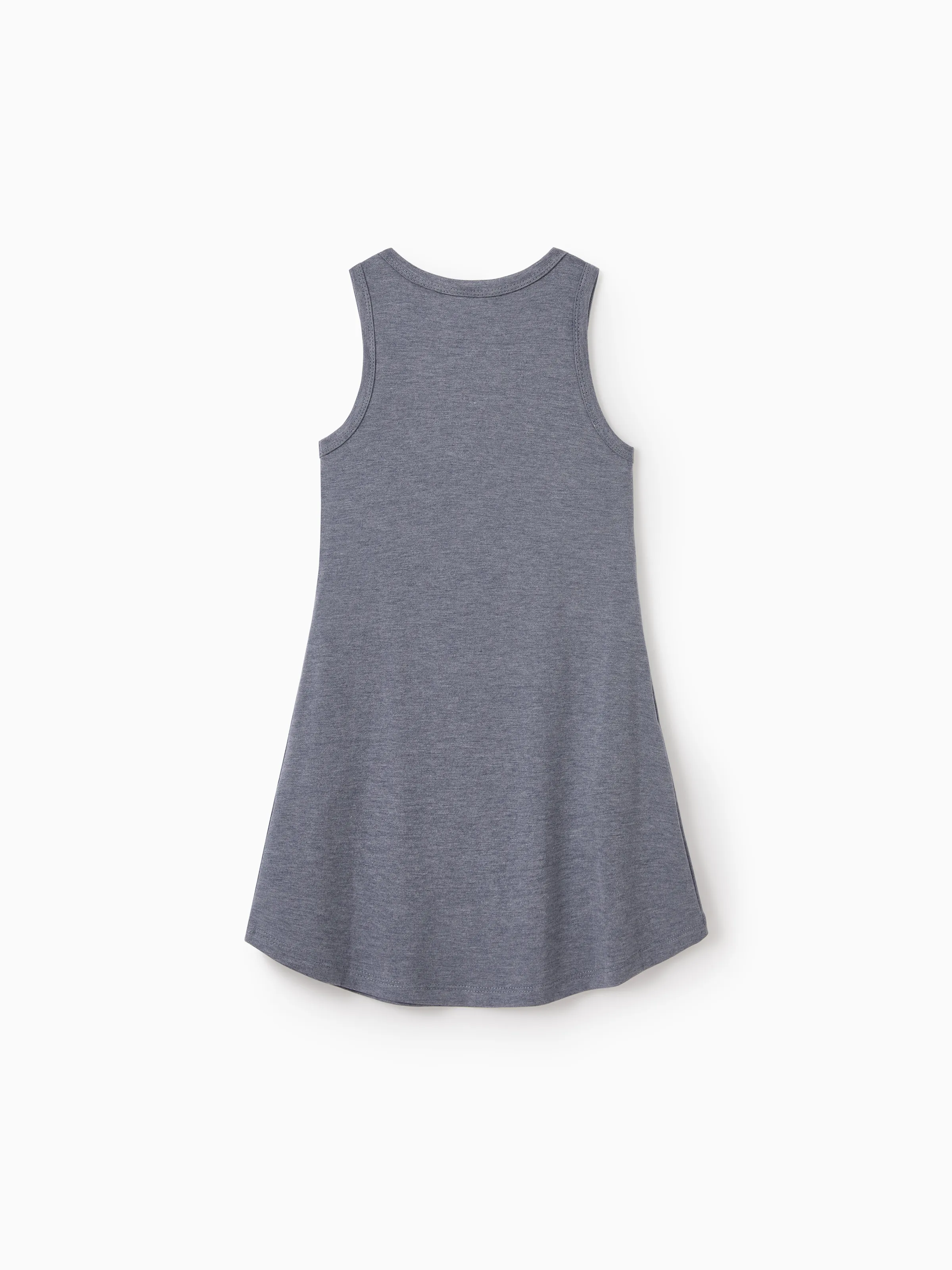 Daddy & Daughter Letter Print Sleeveless Tank Top or Tank Dress Set Grey - Image 9