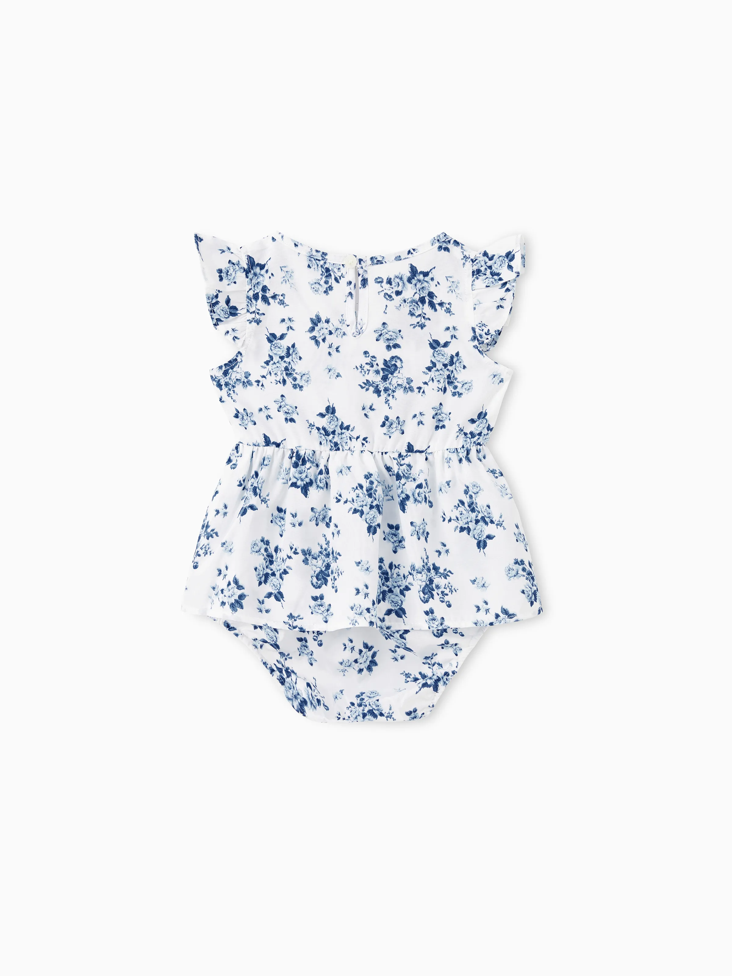 Daddy & Daughter Outfit: Floral Smocking Casual Suit BLUEWHITE - Image 14