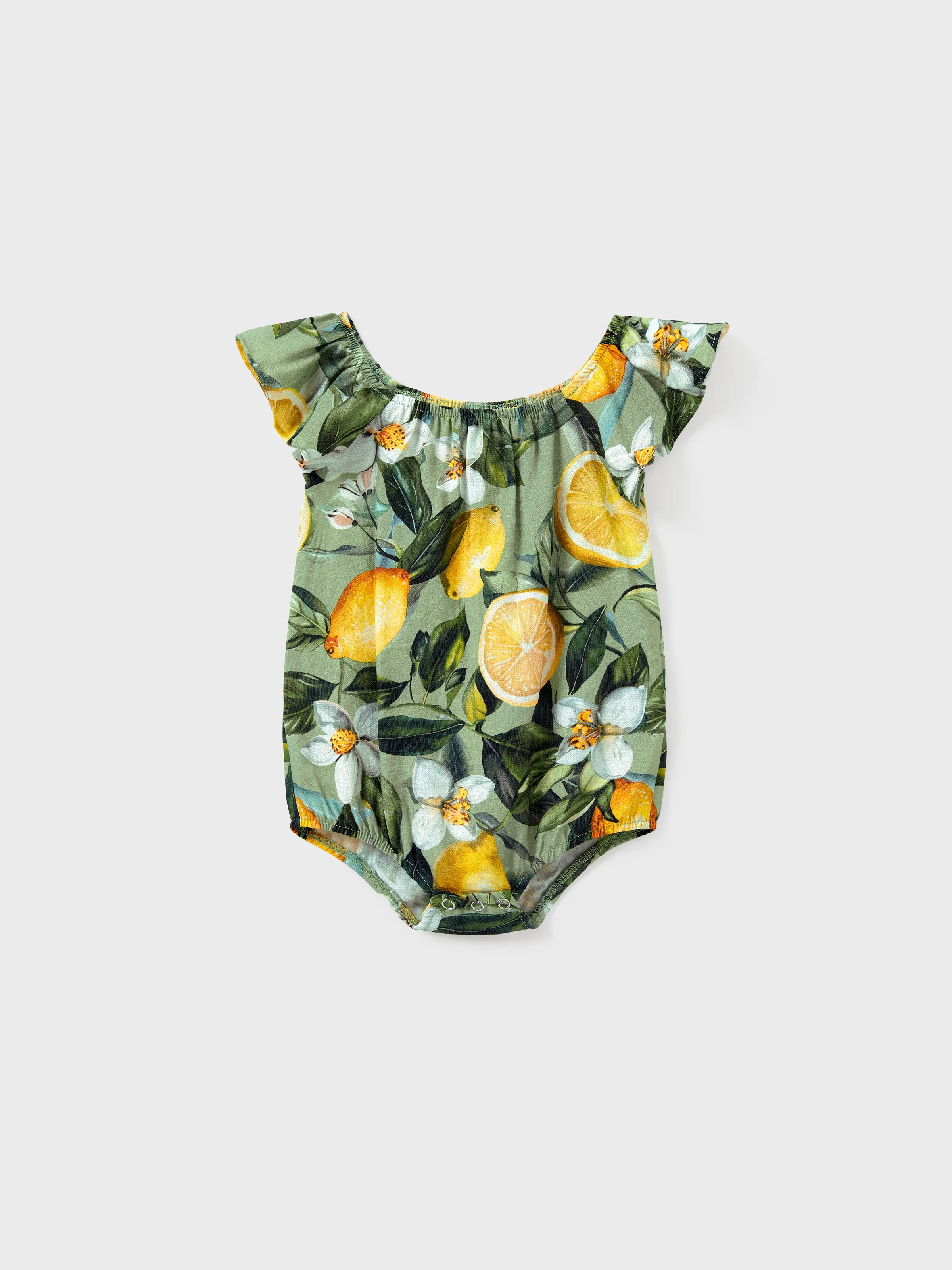 Daddy & Daughter Outfits – Lemon Print Hawaiian Shirts & Summer Dresses – Tropical Vacation Clothes for Men, Women & Kids Green - Image 18