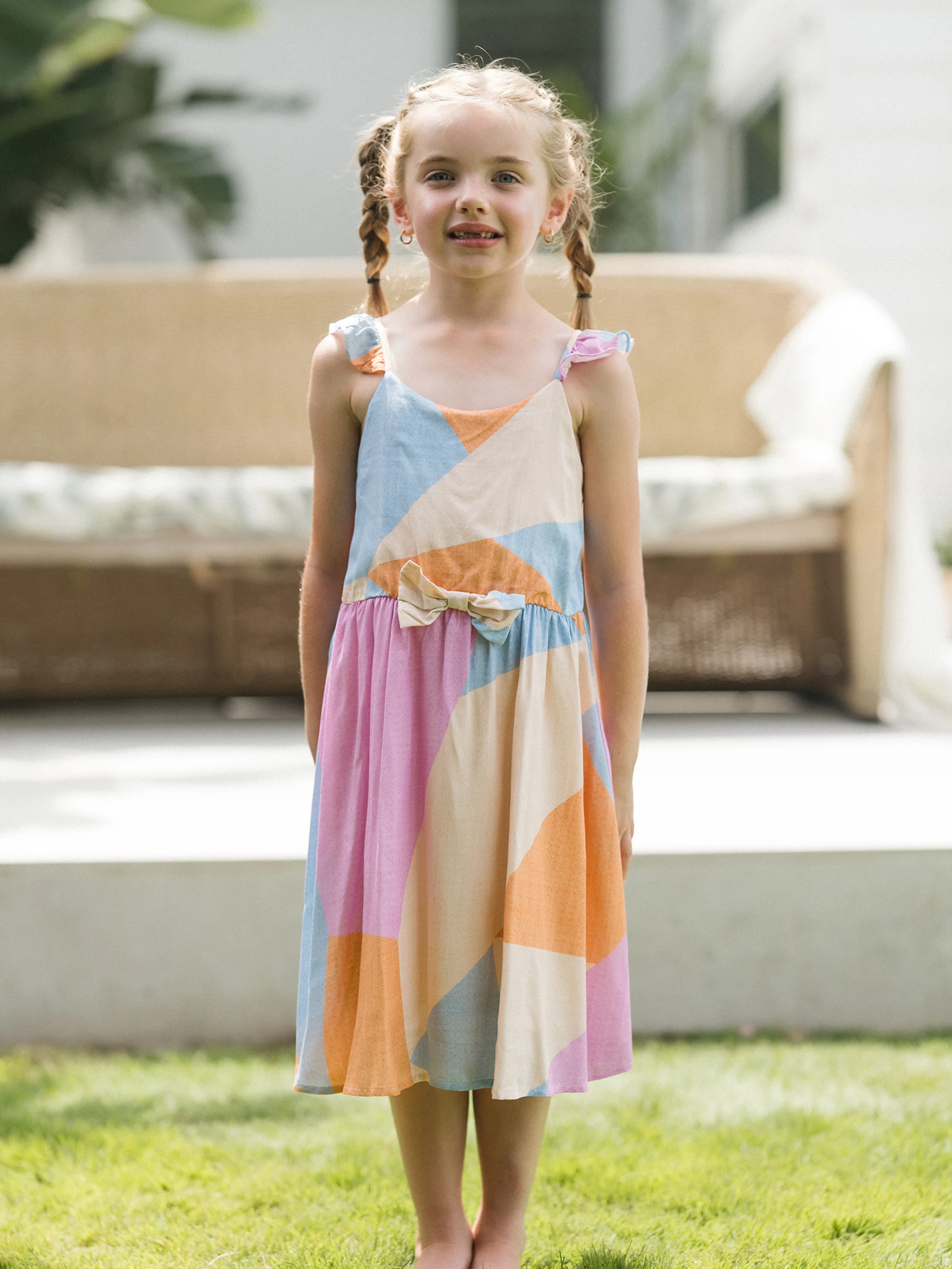Daddy & Daughter Outfits Set Colorblock Sleeveless Strappy Dress or Short-sleeve T-shirt Multi-color - Image 11