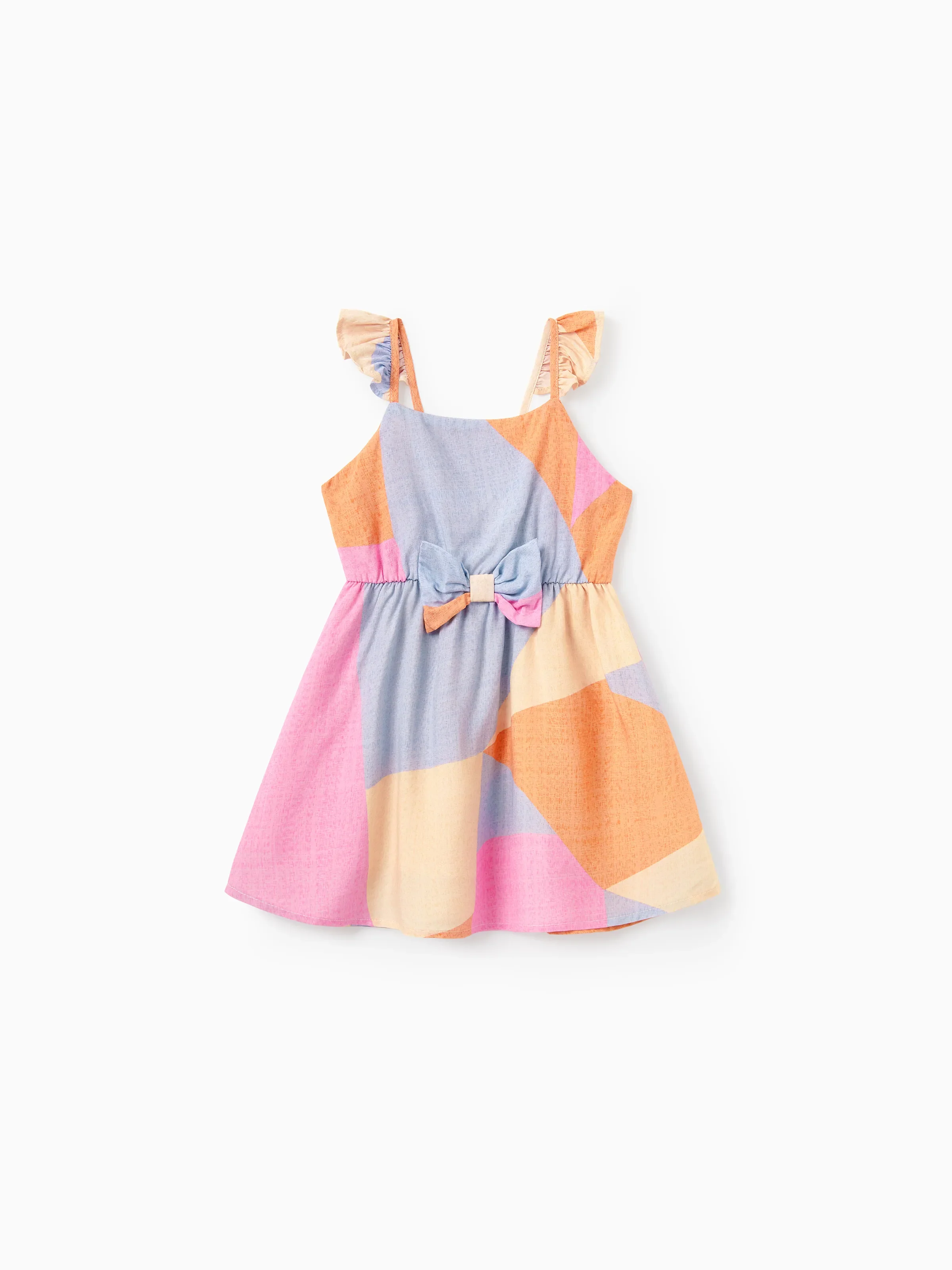 Daddy & Daughter Outfits Set Colorblock Sleeveless Strappy Dress or Short-sleeve T-shirt Multi-color - Image 18