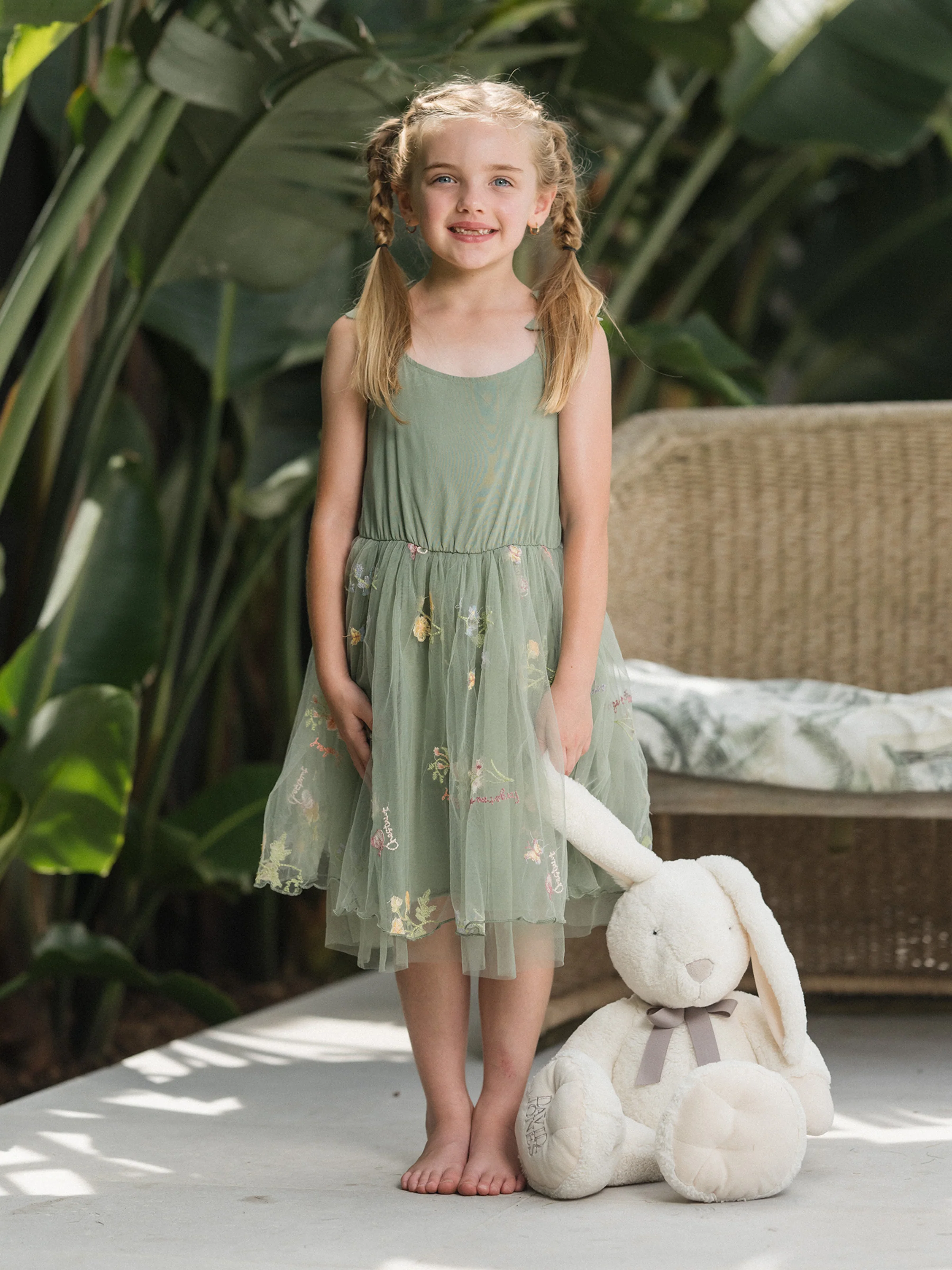 Family Matching Polo Collar Short-sleeve Shirt or V-neck Strappy Mesh Dress  Green - Image 16