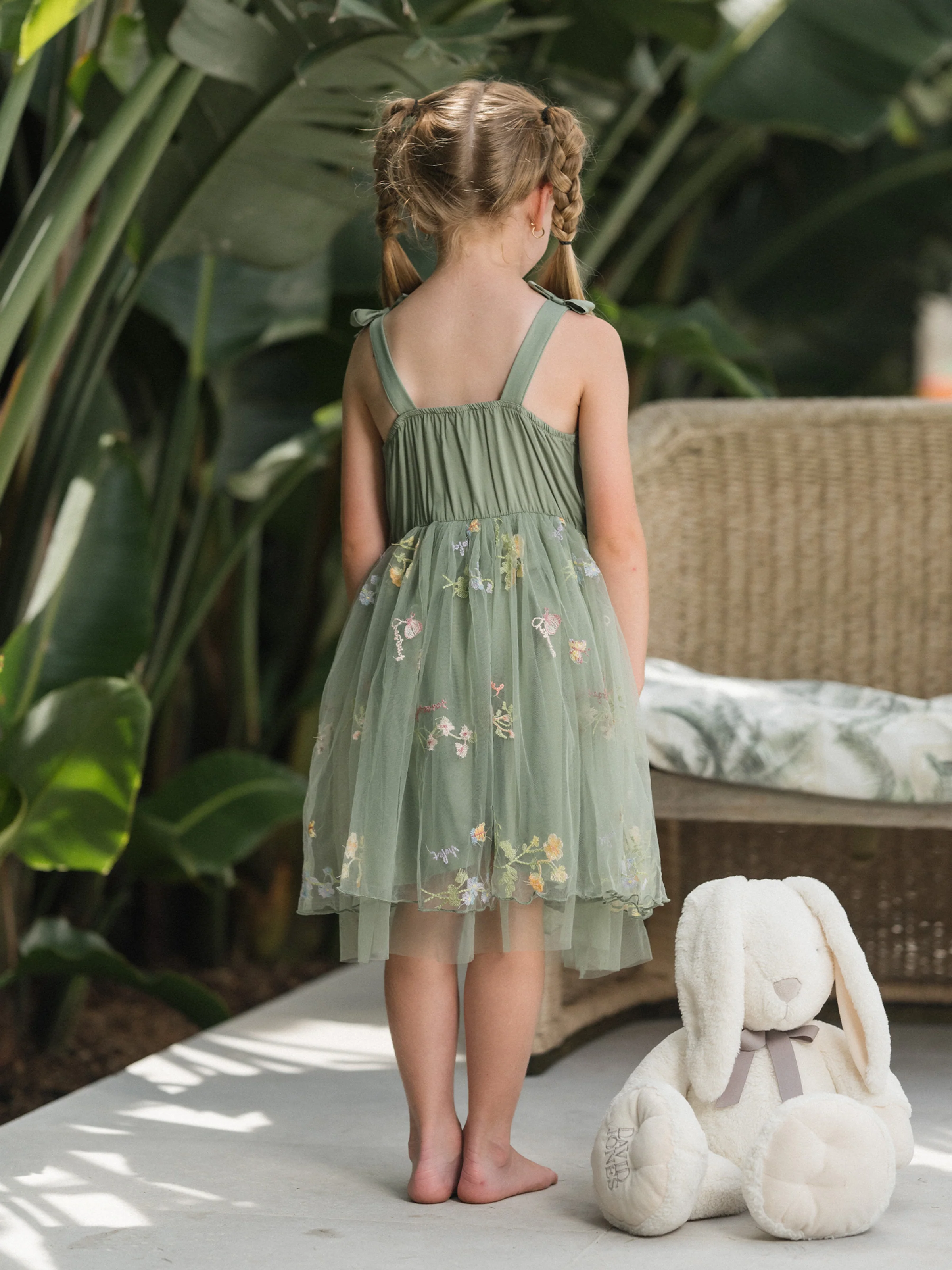Family Matching Polo Collar Short-sleeve Shirt or V-neck Strappy Mesh Dress  Green - Image 17