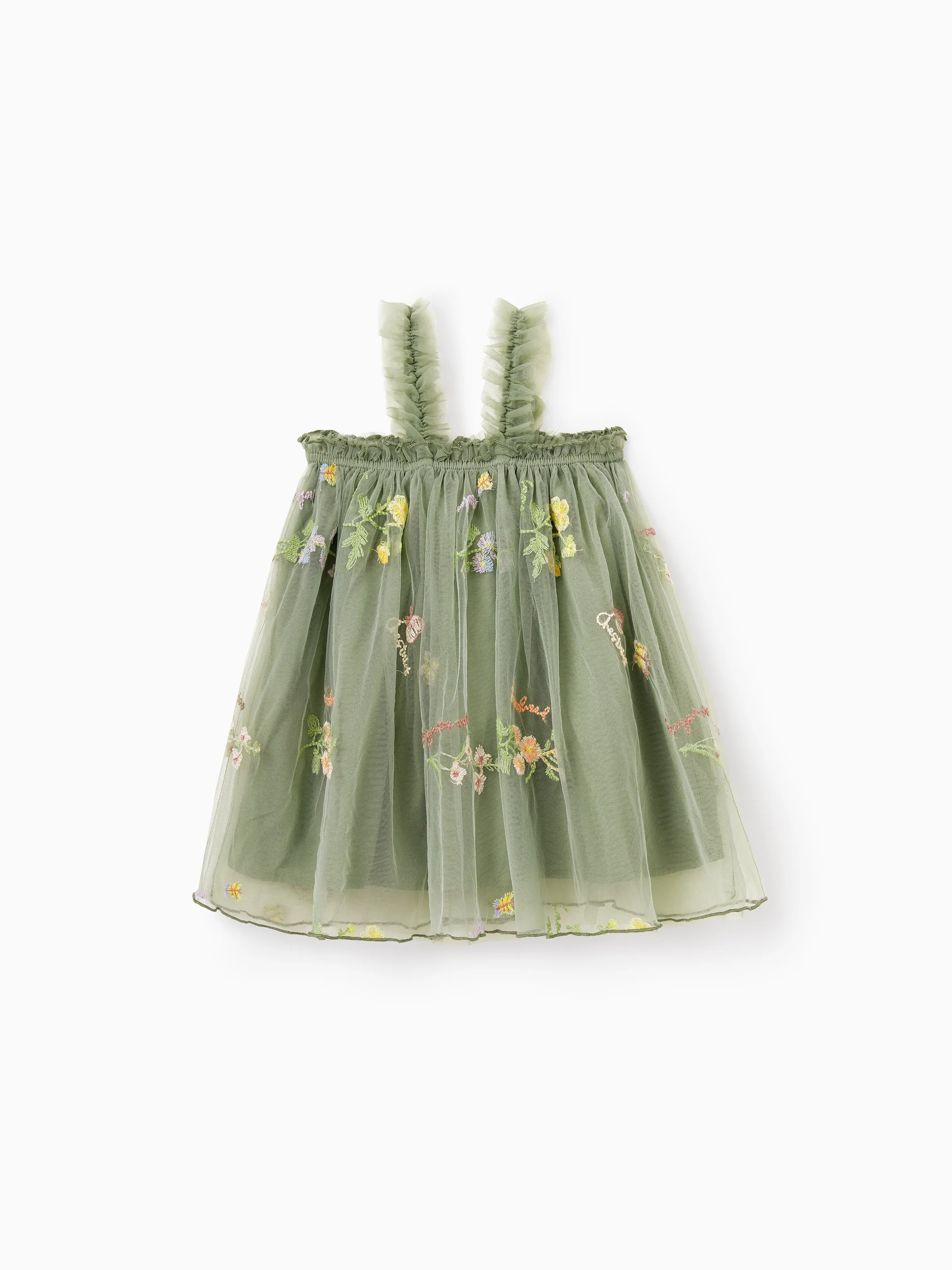 Daddy & Daughter Polo Collar Short-sleeve Shirt or V-neck Strappy Mesh Dress Green - Image 19