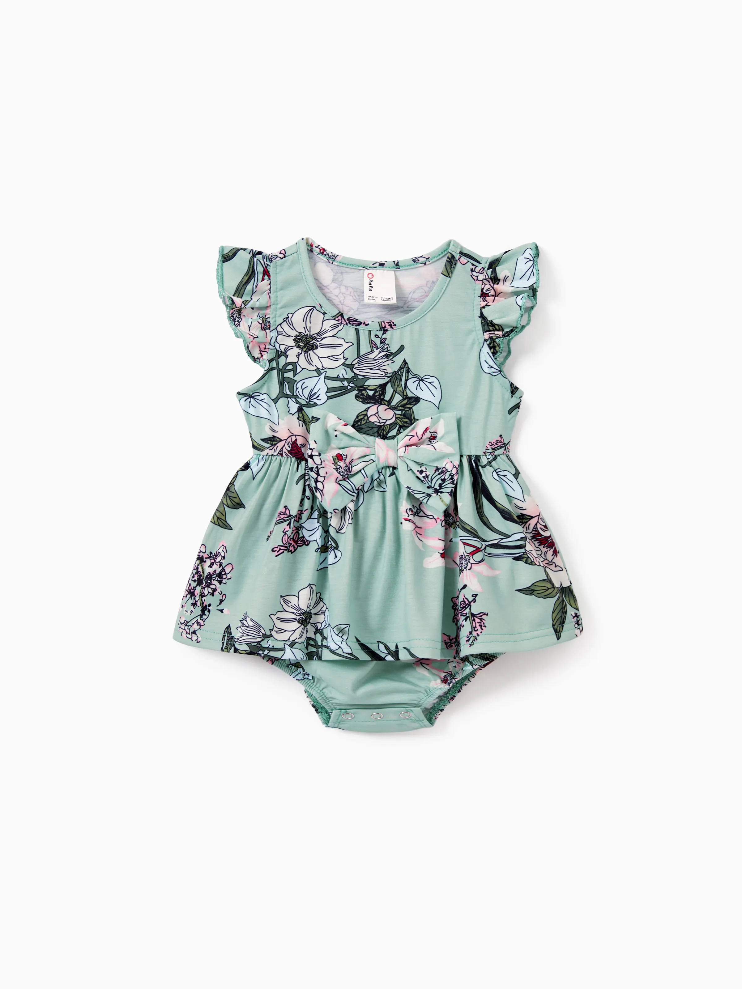 Daddy & Daughter Sets Green Striped Polo Shirt or Flora Print Strap Belted Dress Light Green - Image 13