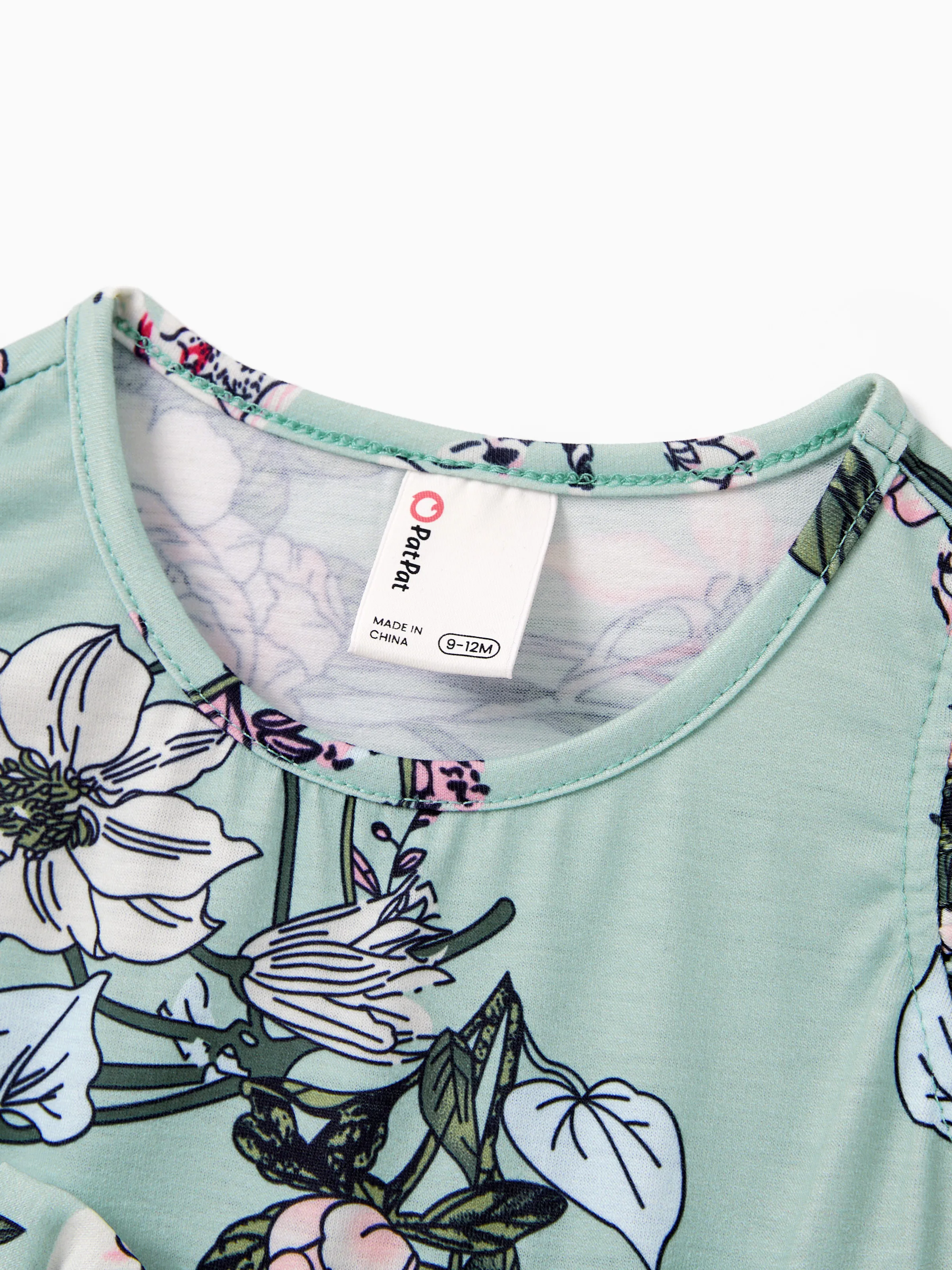 Daddy & Daughter Sets Green Striped Polo Shirt or Flora Print Strap Belted Dress Light Green - Image 15