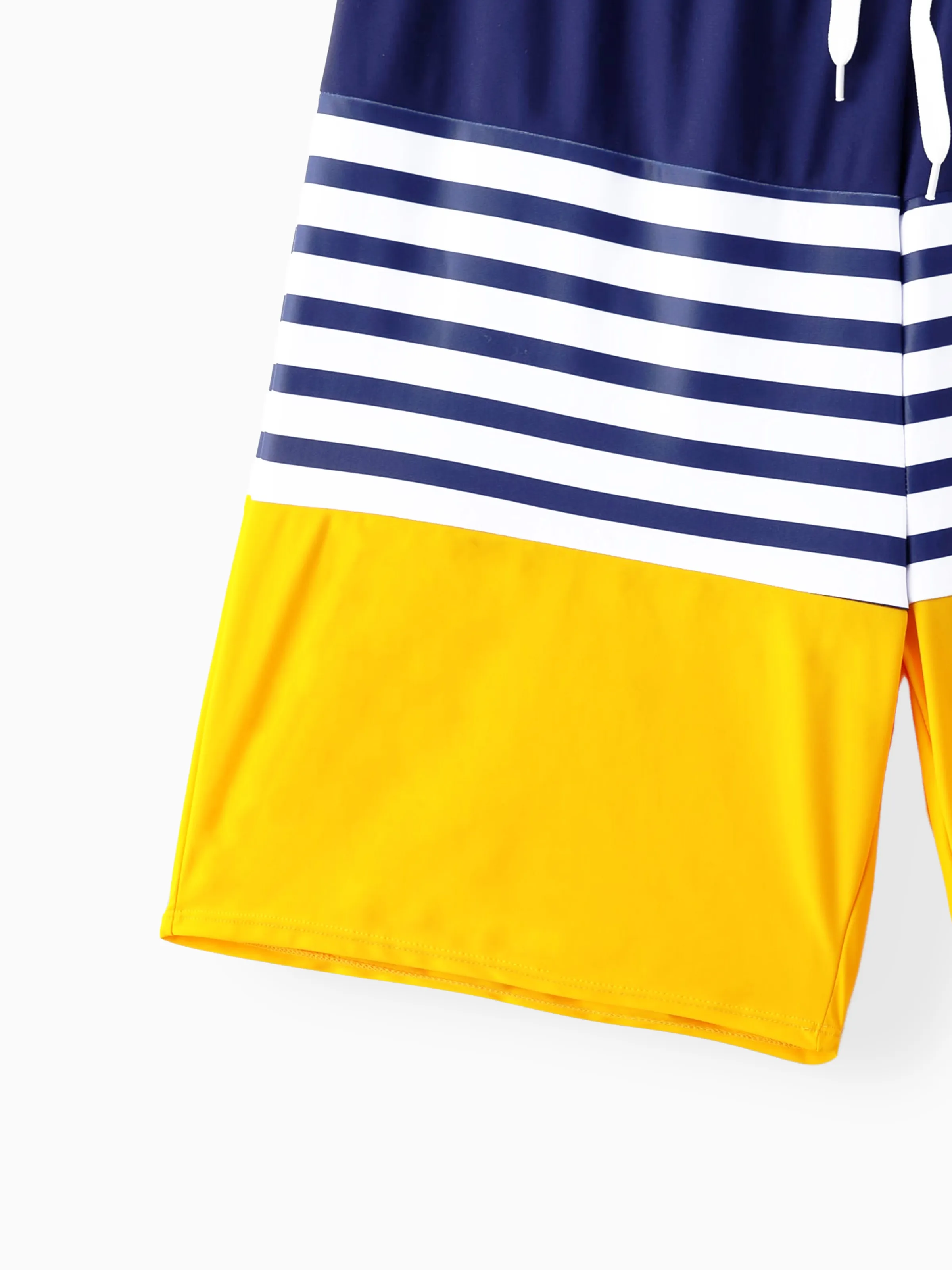 Daddy & Daughter Stripe & Colorblock Spliced One Piece Swimsuit or Swim Trunks Shorts ColorBlock - Image 6