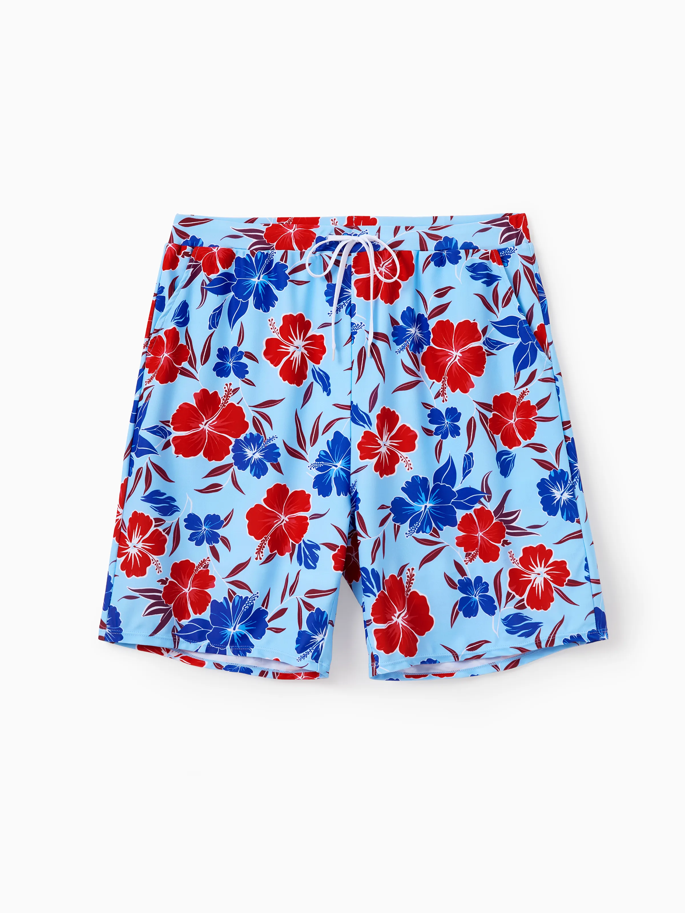 Daddy & Daughter Swimwear Floral Print Bikini & Swim Trunks Set for Mom, Dad, & Kids, Perfect for Summer Beach Days & Pool Parties Red - Image 3