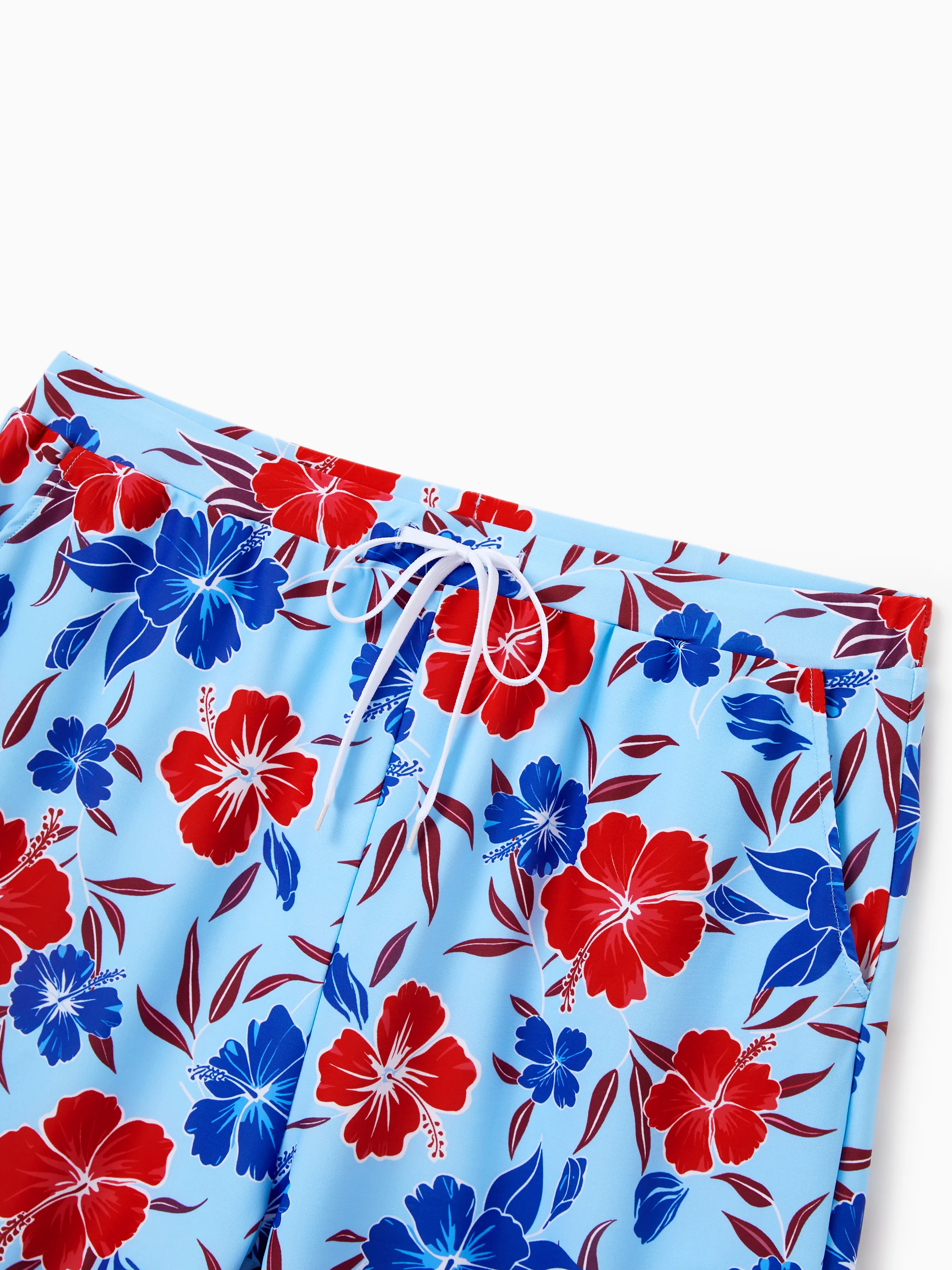 Daddy & Daughter Swimwear Floral Print Bikini & Swim Trunks Set for Mom, Dad, & Kids, Perfect for Summer Beach Days & Pool Parties Red - Image 5