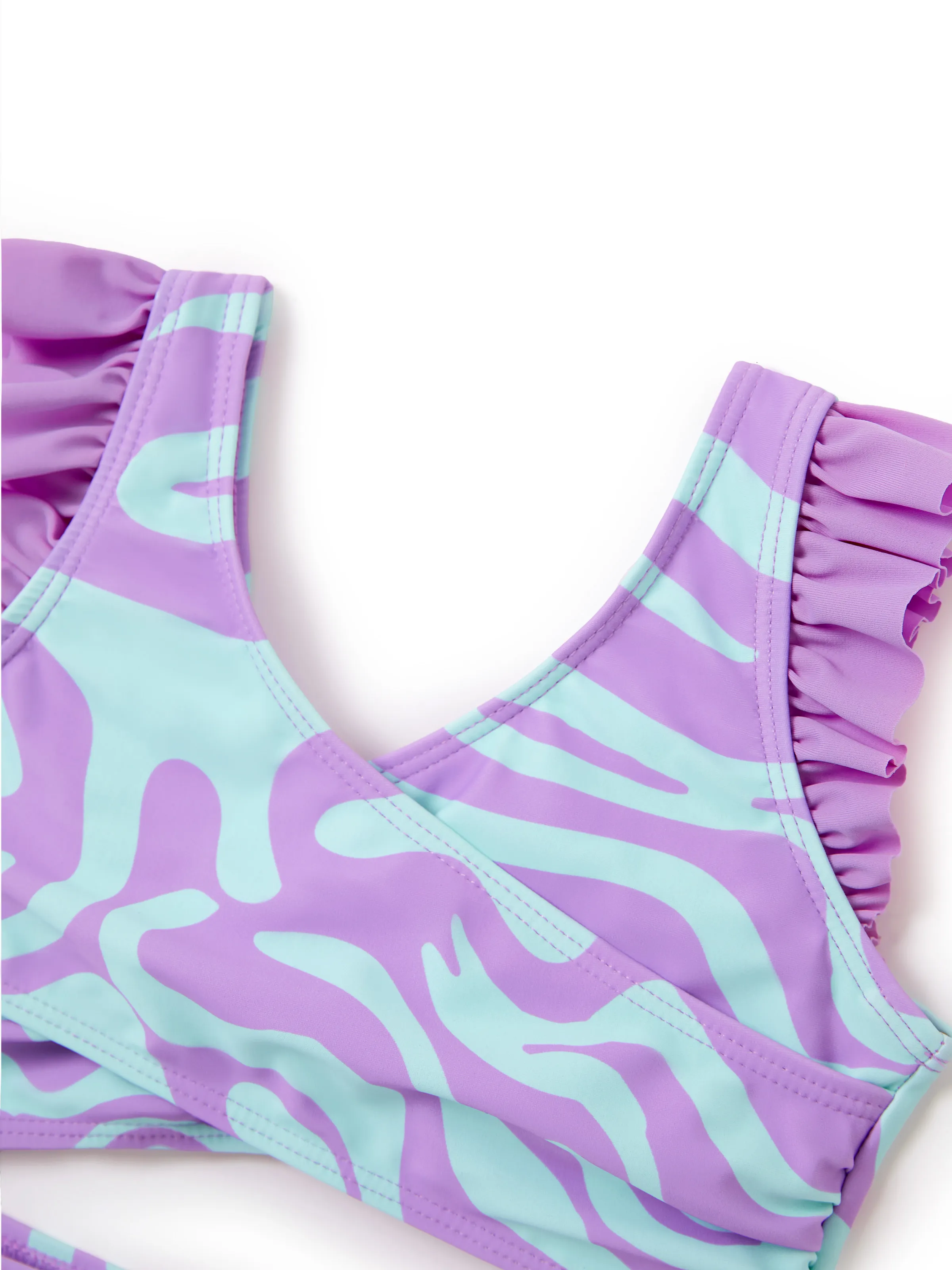 Daddy & Daughter Trendy Purple & Blue Wave Print Swim Trunks or Midriff Cutout One-Piece Swimsuit Purple - Image 10