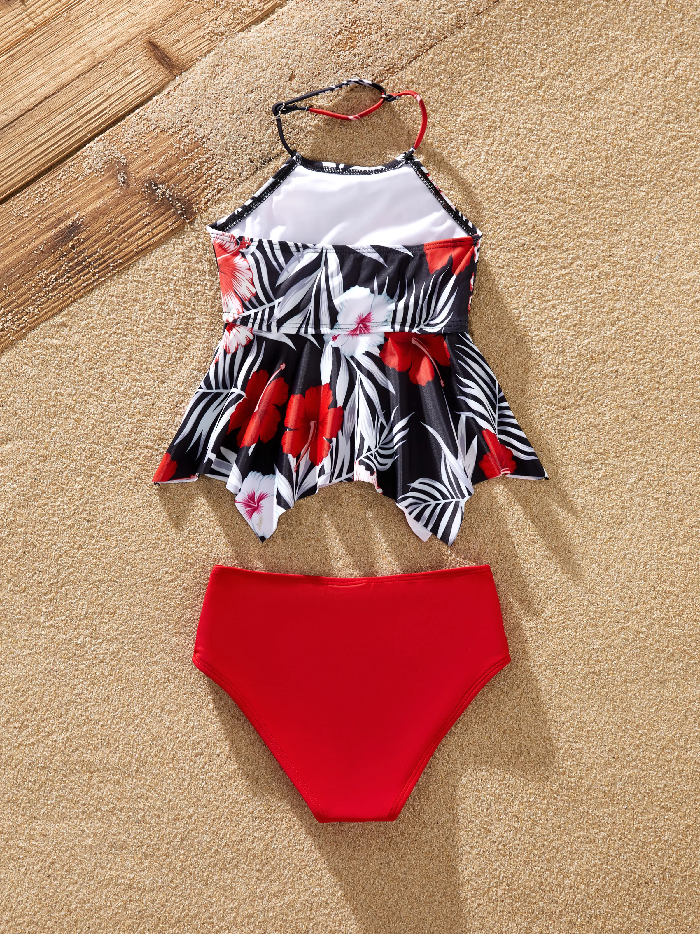 Daddy & Daughter Tropical Floral Swim Trunk or  2 Pieces Halter Swimsuit Black - Image 11