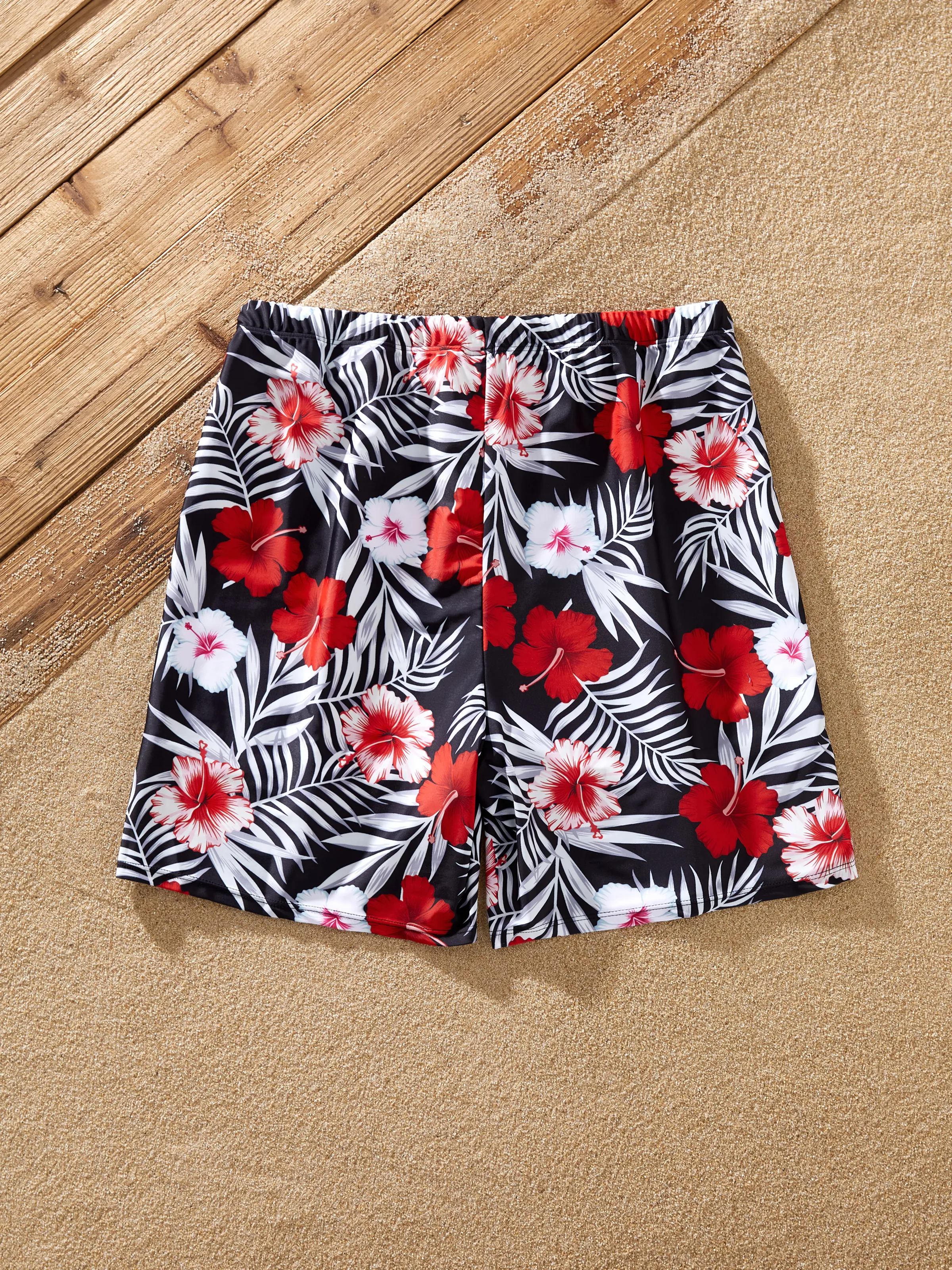 Daddy & Daughter Tropical Floral Swim Trunk or  2 Pieces Halter Swimsuit Black - Image 6