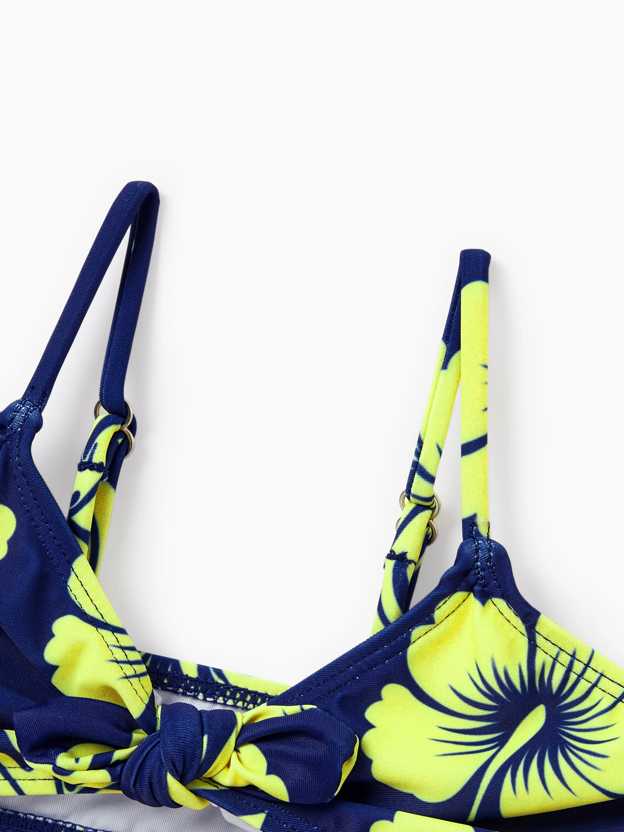 Daddy & Daughter Tropical Floral Swimsuits Halter Bikini & Swim Trunks Set Deep Blue - Image 16
