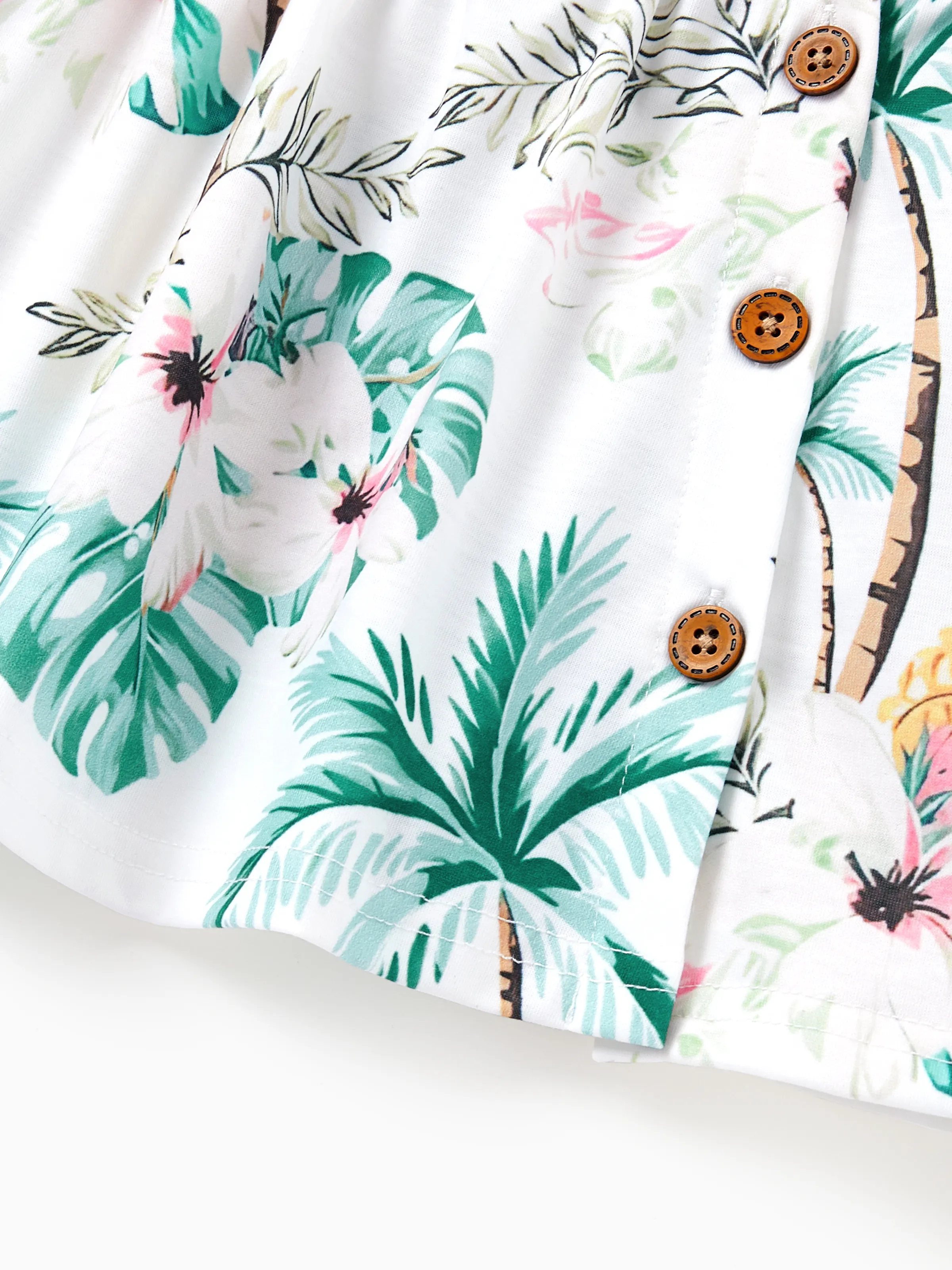 Daddy & Me Tropical Print Outfits,Daughter Tank Dress & Dad Cotton T-Shirt Set Green - Image 22