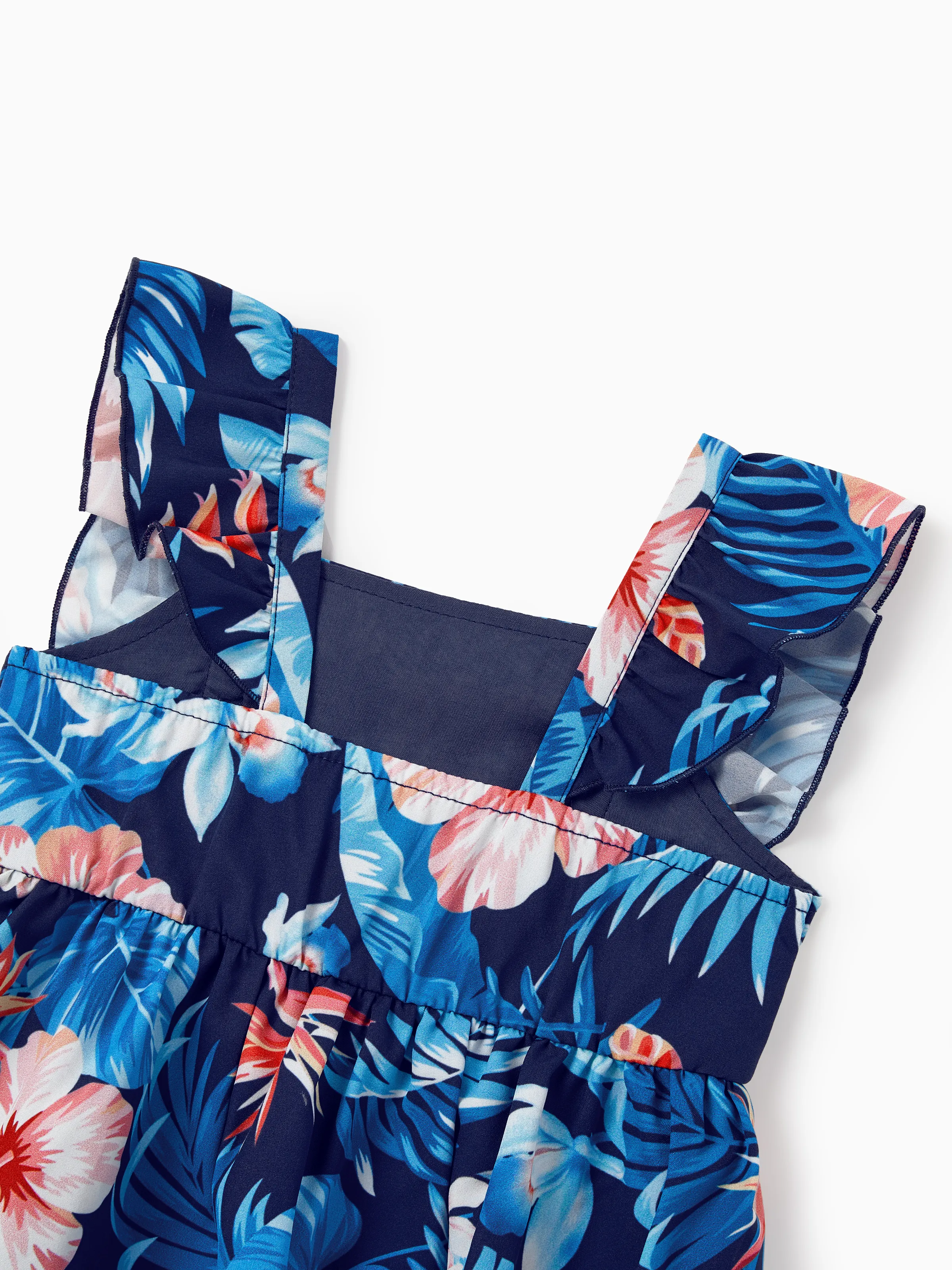 Daddy & Daughter Vacation Set Tropical Floral Print Shirt or Halter Dresses for Dad, Mom, Kids & Baby, Perfect for Summer Holidays & Family Photos Deep Blue - Image 18