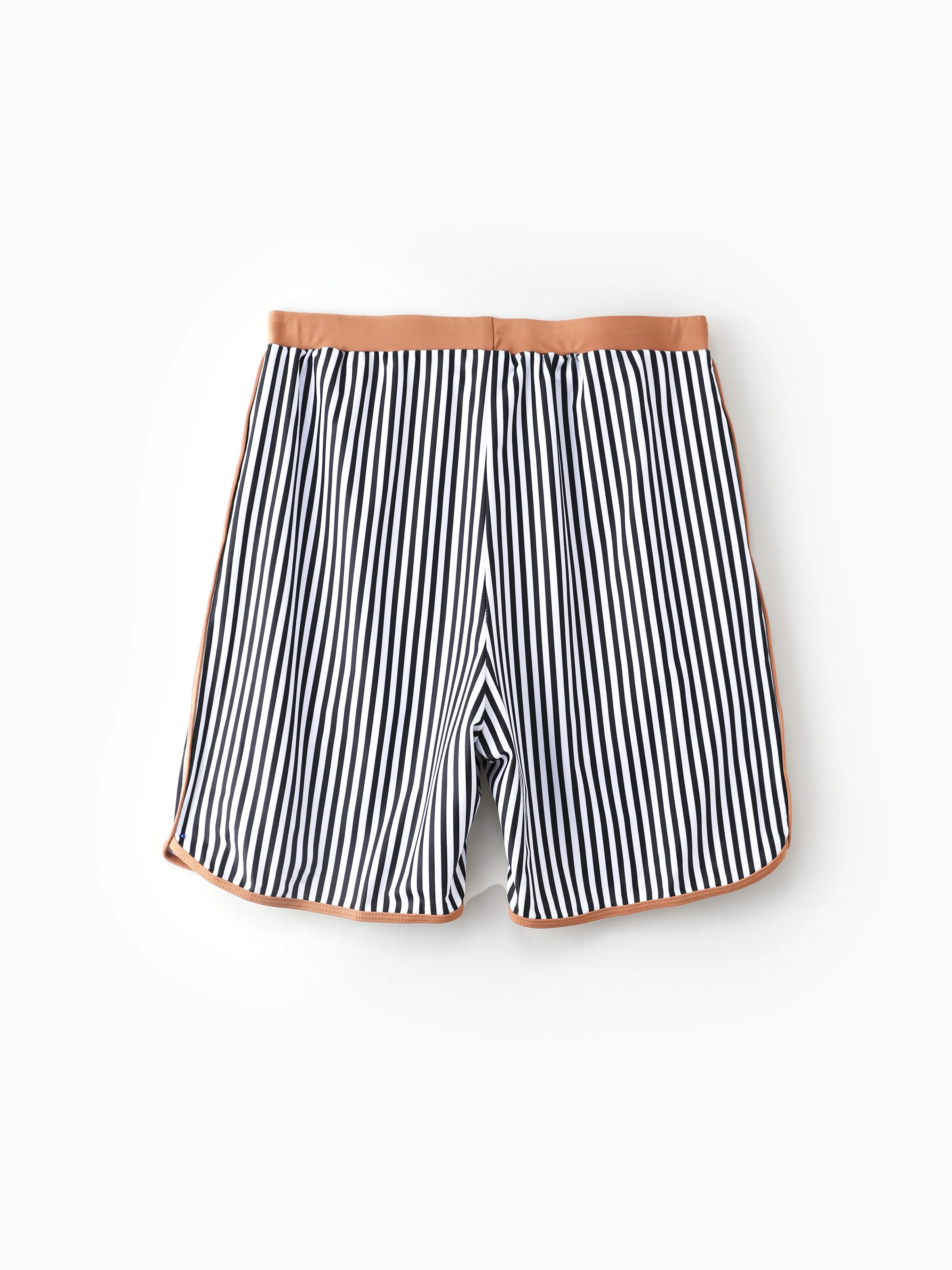 Daddy & Daughter Vertical Stripe Drawstring Swim Drunks or Besties Printed Crop Tank Bikini Khaki - Image 4