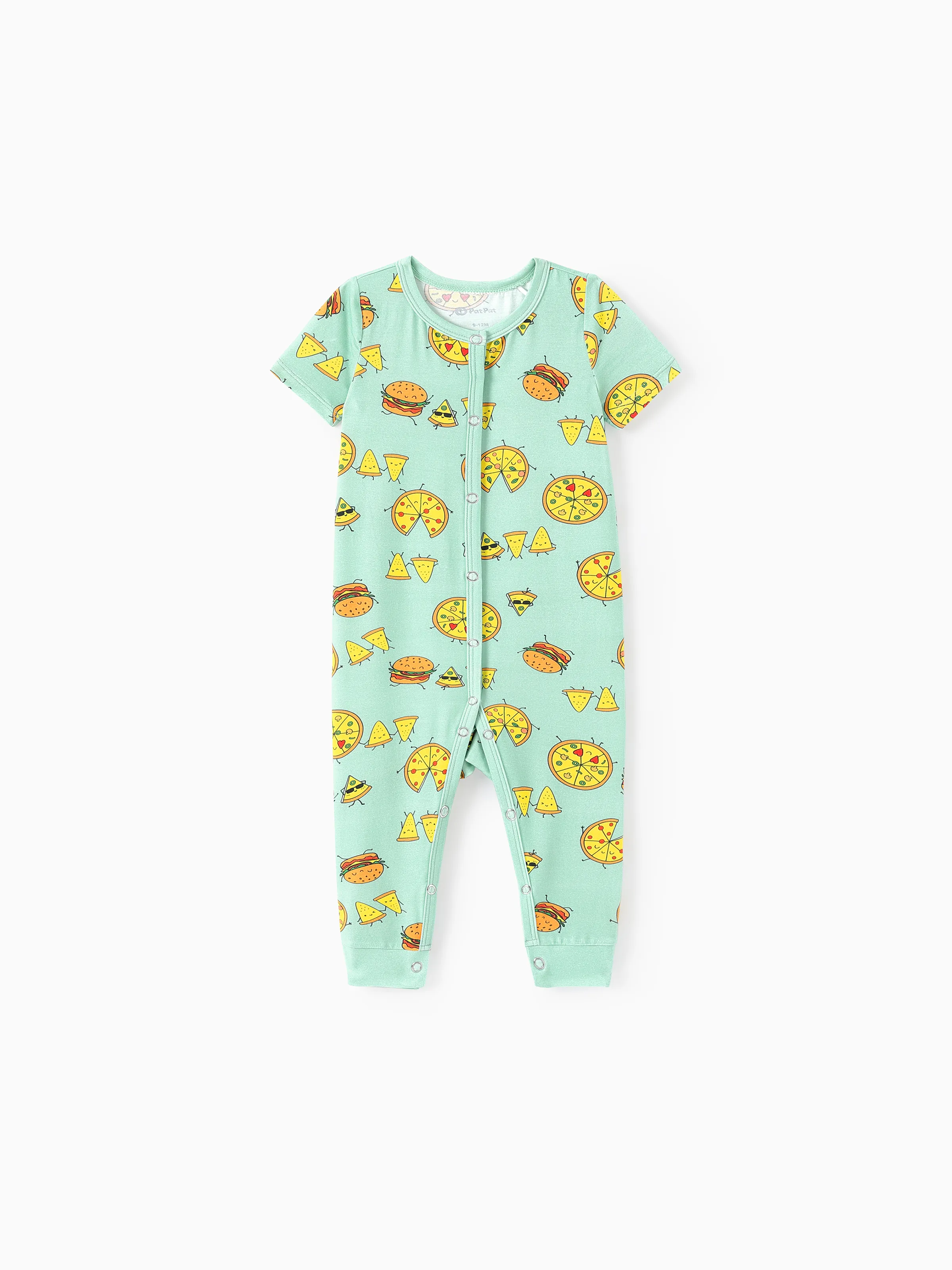Daddy & Son Bamboo Family Mint Green PJs Cute Cartoon Food Theme Print Short Sleeve & Long Pants Sleepwear Matching Pajama set (Snug-Fitting for Children) Light Blue - Image 12