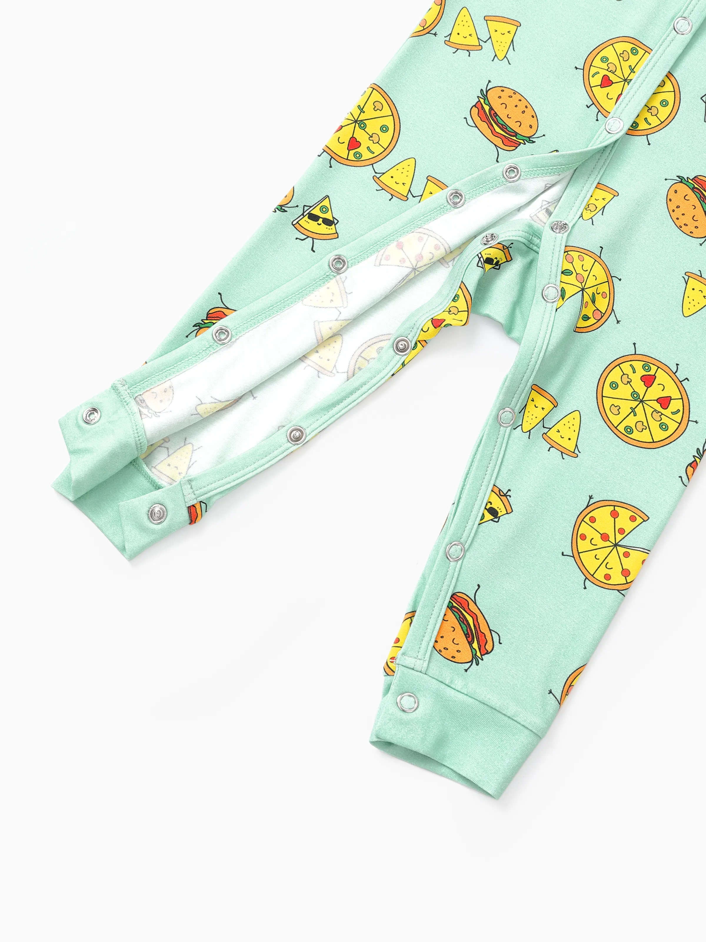 Daddy & Son Bamboo Family Mint Green PJs Cute Cartoon Food Theme Print Short Sleeve & Long Pants Sleepwear Matching Pajama set (Snug-Fitting for Children) Light Blue - Image 14