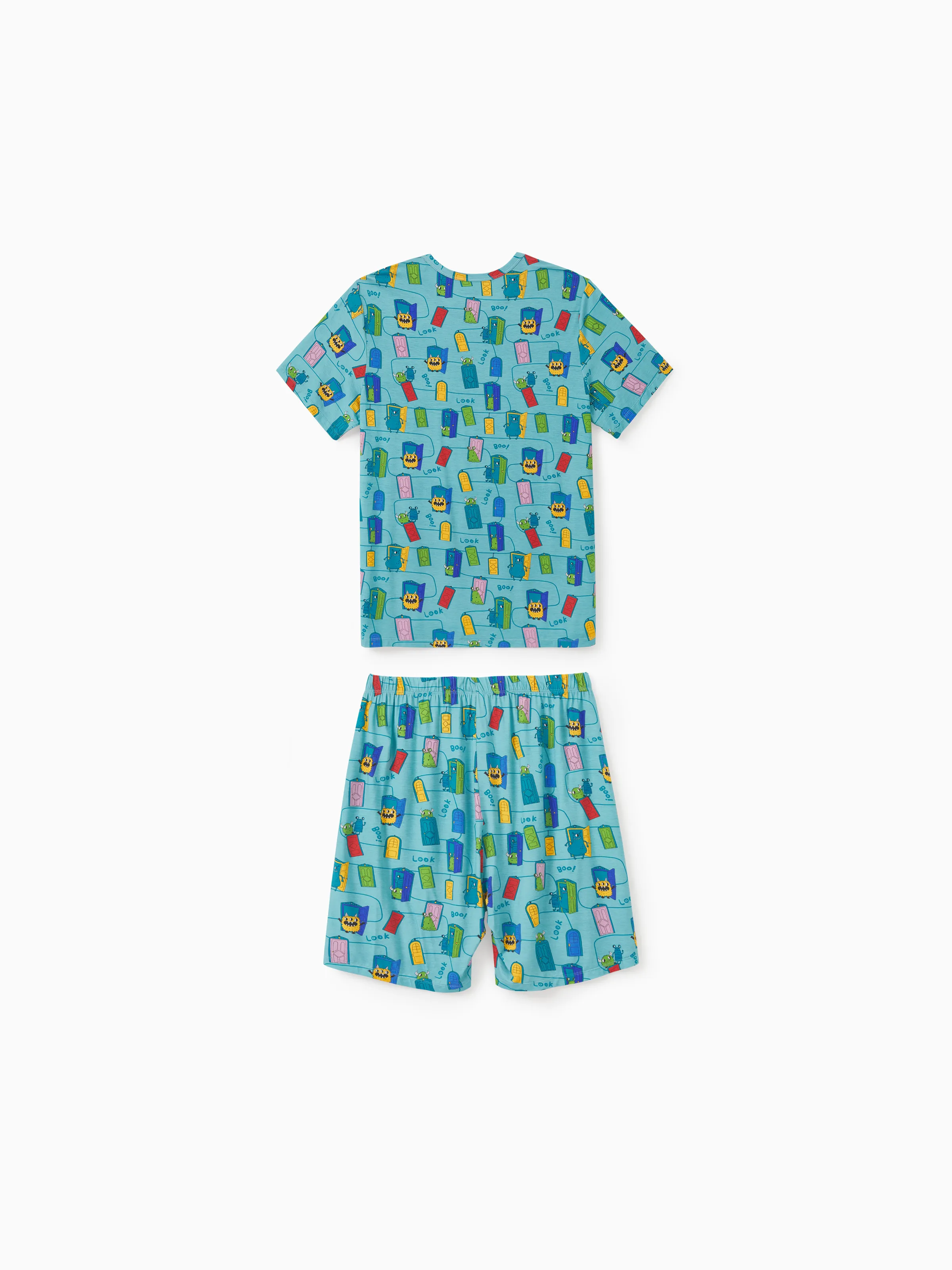 Daddy & Son Bamboo Family Pajamas Cartoon Print Short-sleeve Matching Pajama set ( Snug-Fitting for Children ) Green - Image 4