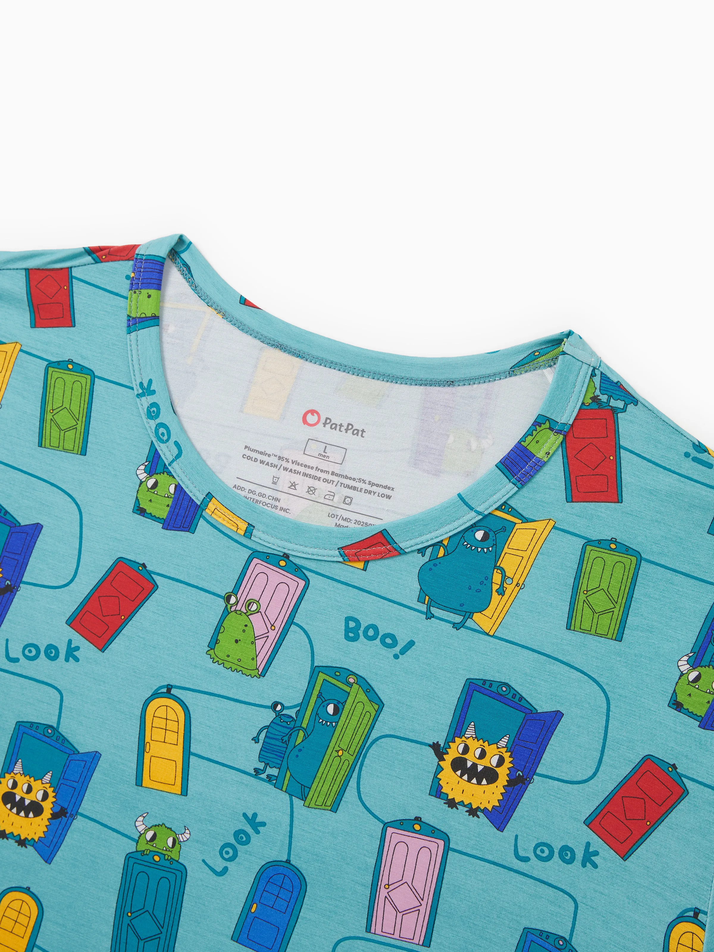Daddy & Son Bamboo Family Pajamas Cartoon Print Short-sleeve Matching Pajama set ( Snug-Fitting for Children ) Green - Image 5
