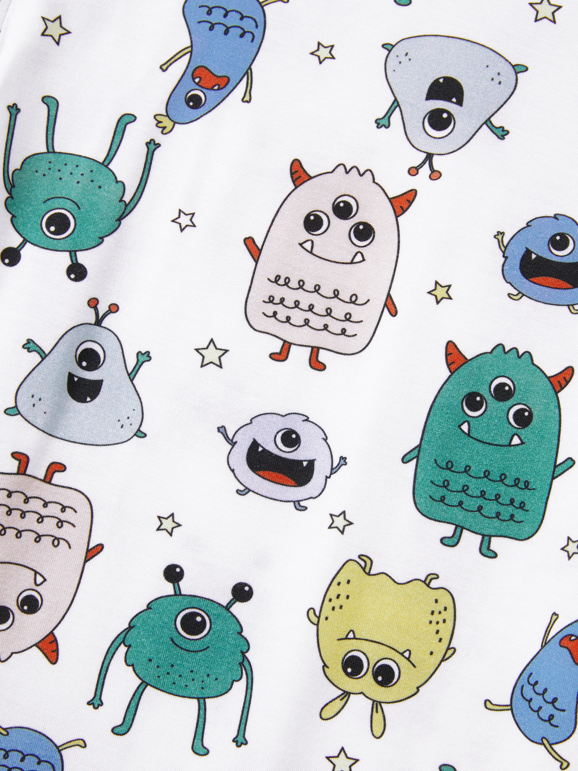 Daddy & Son Bamboo Family Pajamas Cute Little Monster Print Short-sleeve Matching Pajama Set ( Snug-Fitting for Children ) White - Image 12