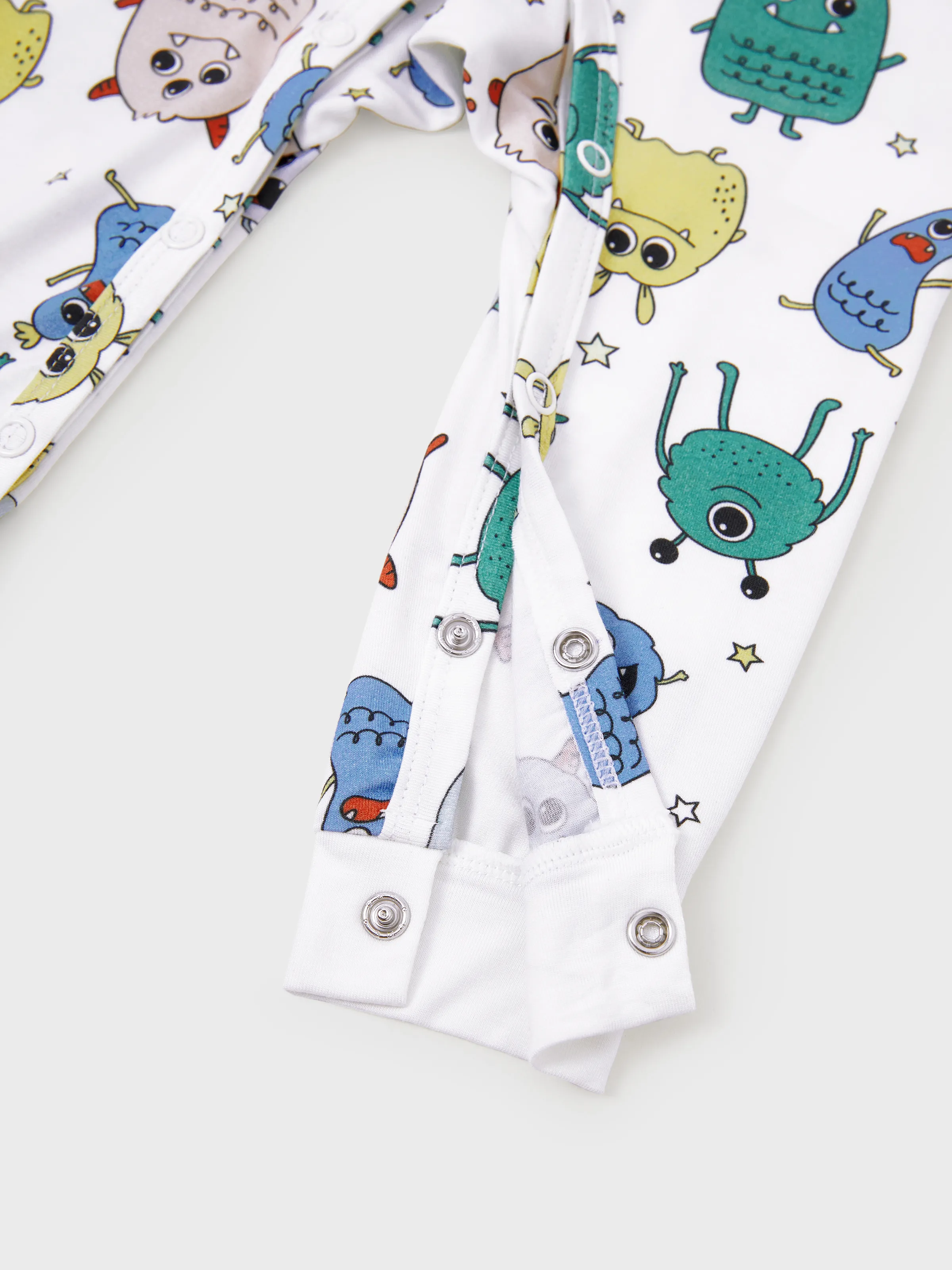 Daddy & Son Bamboo Family Pajamas Cute Little Monster Print Short-sleeve Matching Pajama Set ( Snug-Fitting for Children ) White - Image 17