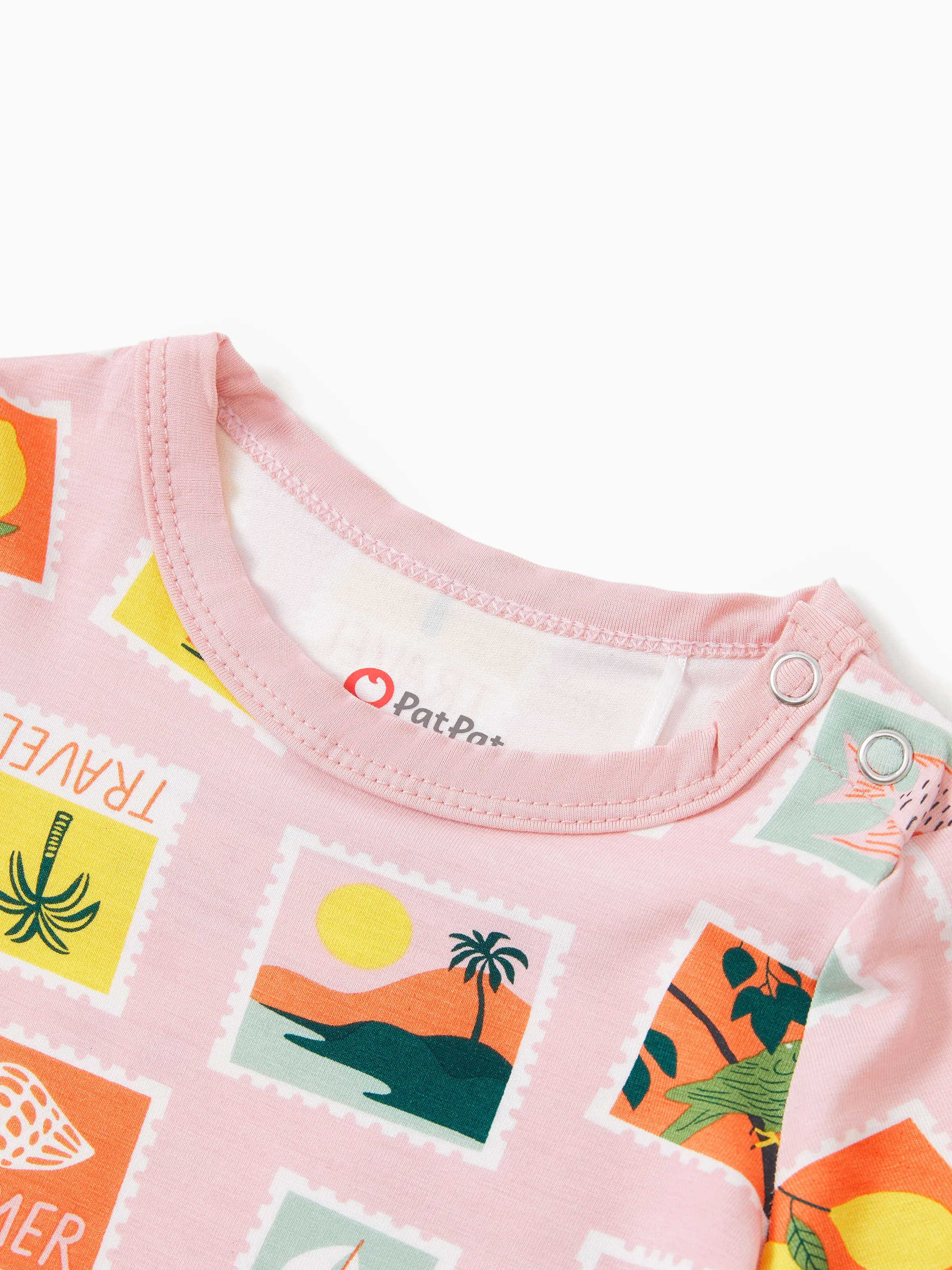 Daddy & Son Bamboo Family Pajamas Vacation Theme Print Short-sleeve Matching Pajama set (Snug-Fitting for Children) Color block - Image 17