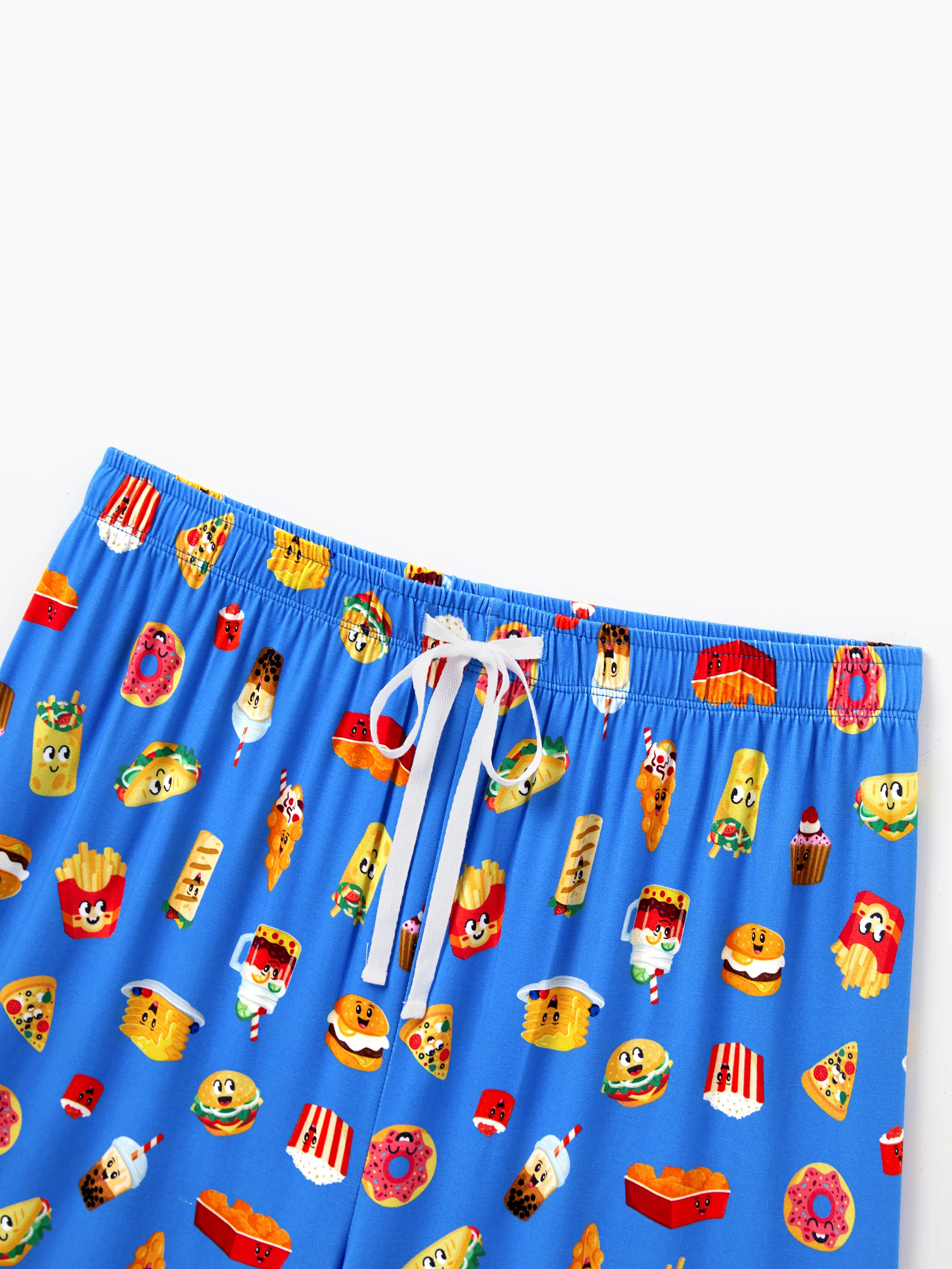 Daddy & Son Bamboo Pajamas Buttery Soft Bamboo PJs for Men Women Kids Toddler, Cute Burger & Fries Print Short Sleeve Sleepwear (Snug-Fitting for Children) Royal Blue - Image 10