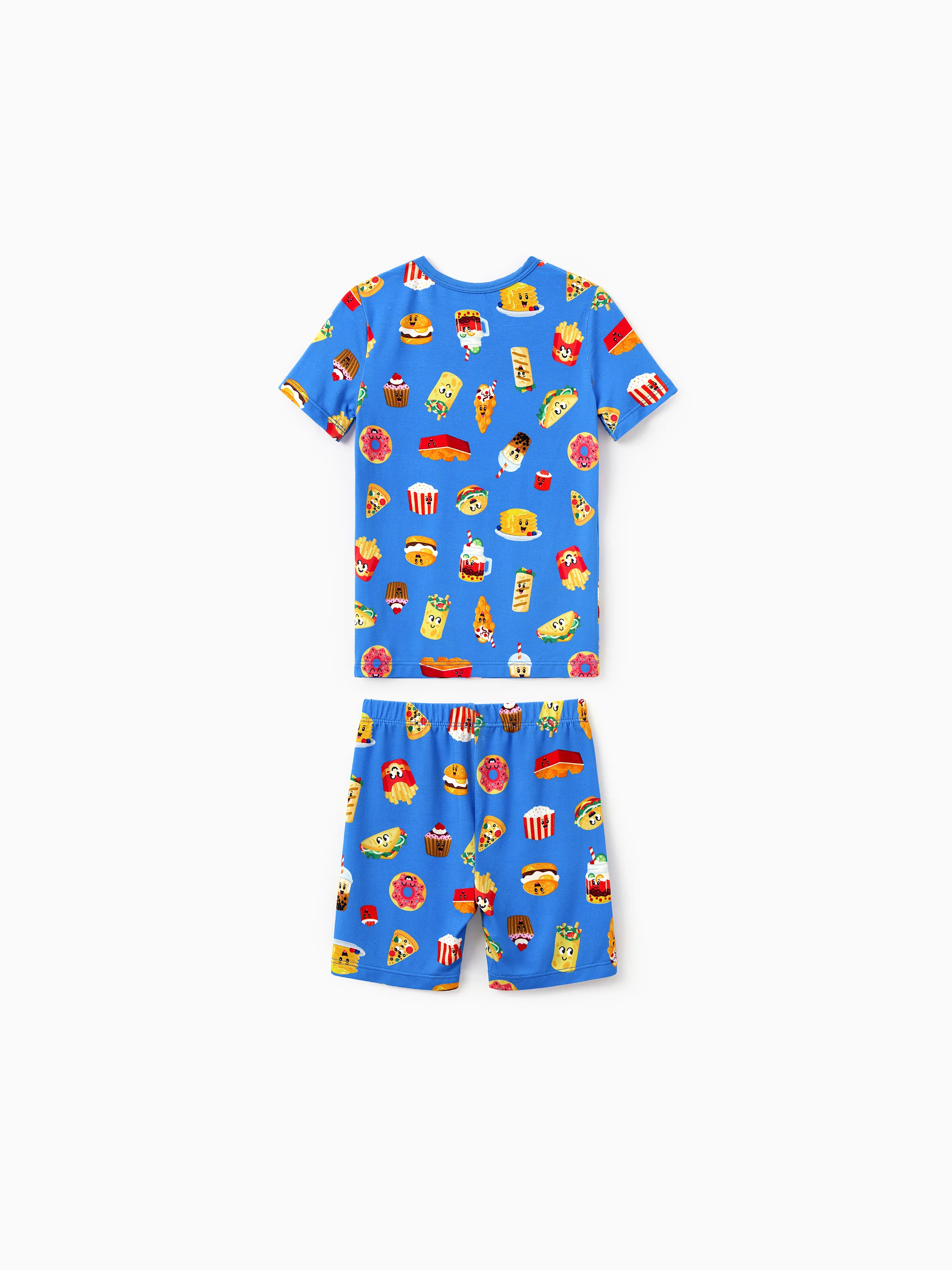 Daddy & Son Bamboo Pajamas Buttery Soft Bamboo PJs for Men Women Kids Toddler, Cute Burger & Fries Print Short Sleeve Sleepwear (Snug-Fitting for Children) Royal Blue - Image 14