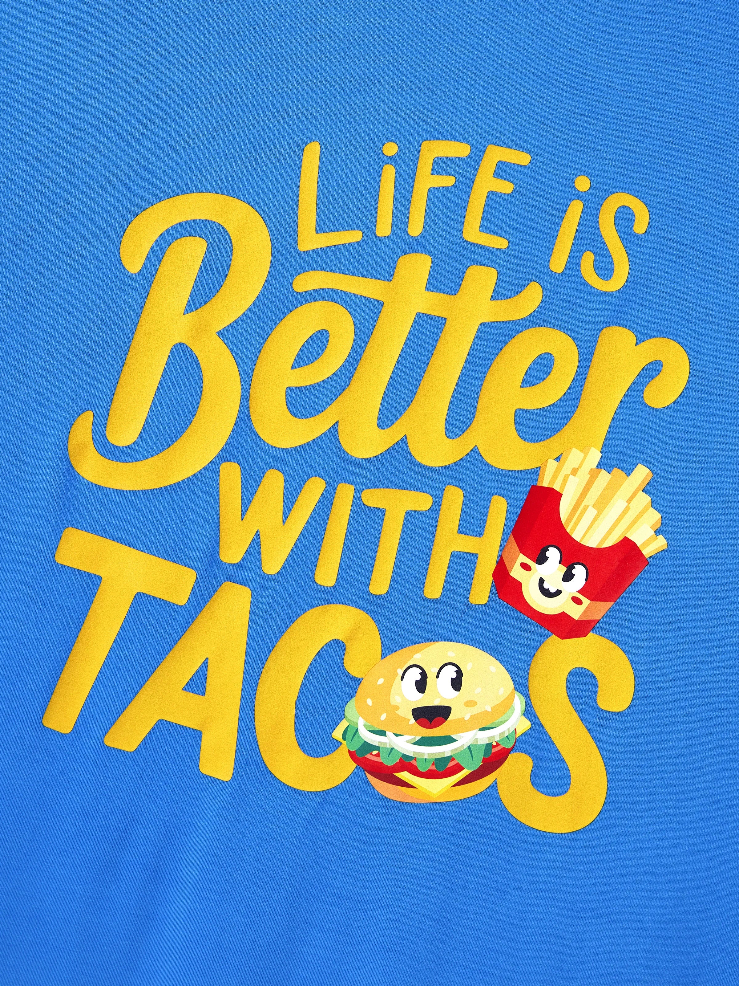 Daddy & Son Bamboo Pajamas Buttery Soft Bamboo PJs for Men Women Kids Toddler, Cute Burger & Fries Print Short Sleeve Sleepwear (Snug-Fitting for Children) Royal Blue - Image 9