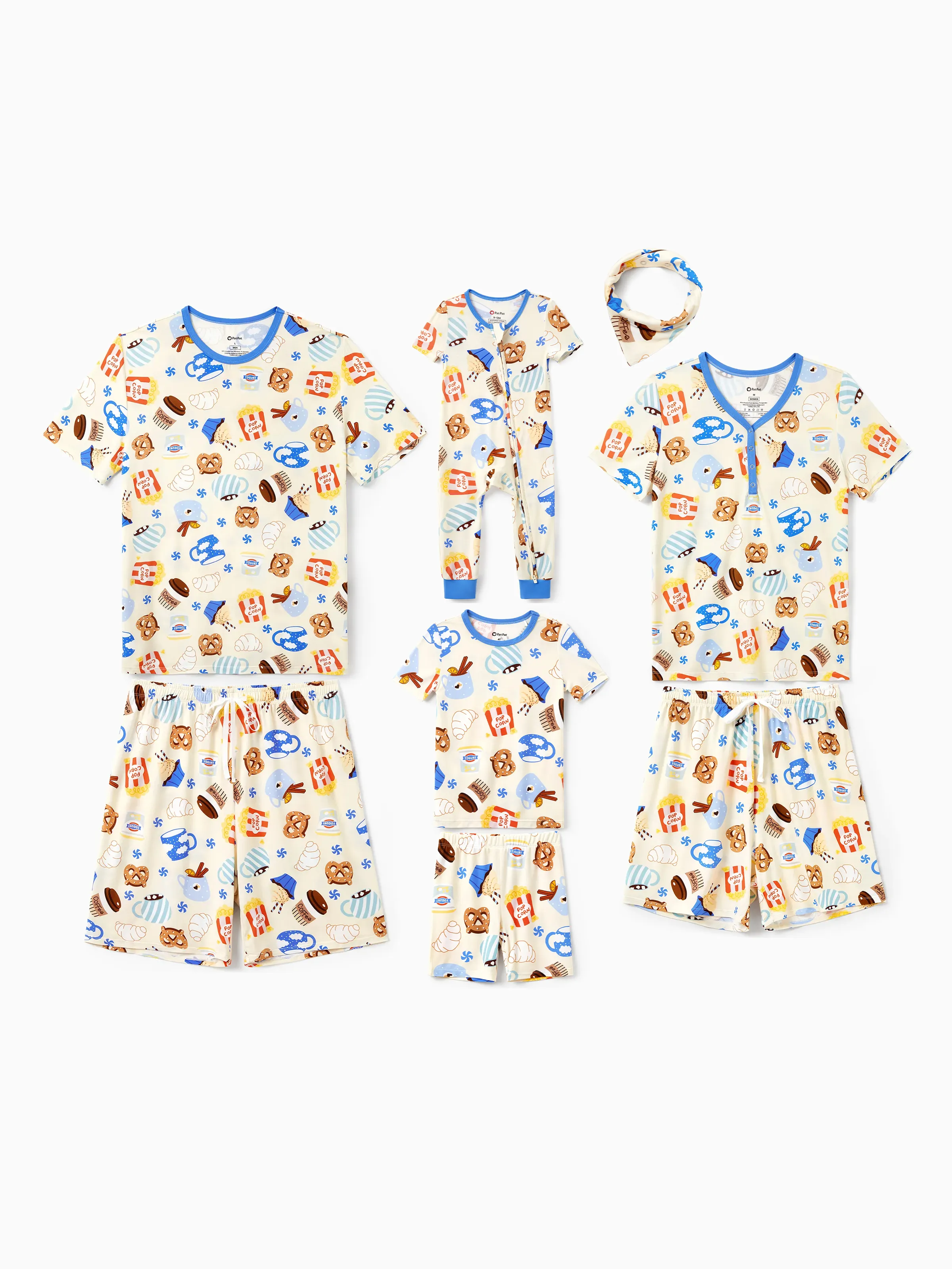 Daddy & Son Bamboo Pajamas Buttery Soft Bamboo Viscose PJs for Men Women Kids Toddler Baby, Cozy Dessert Print Short-sleeve Sleepwear Blue - Image 3