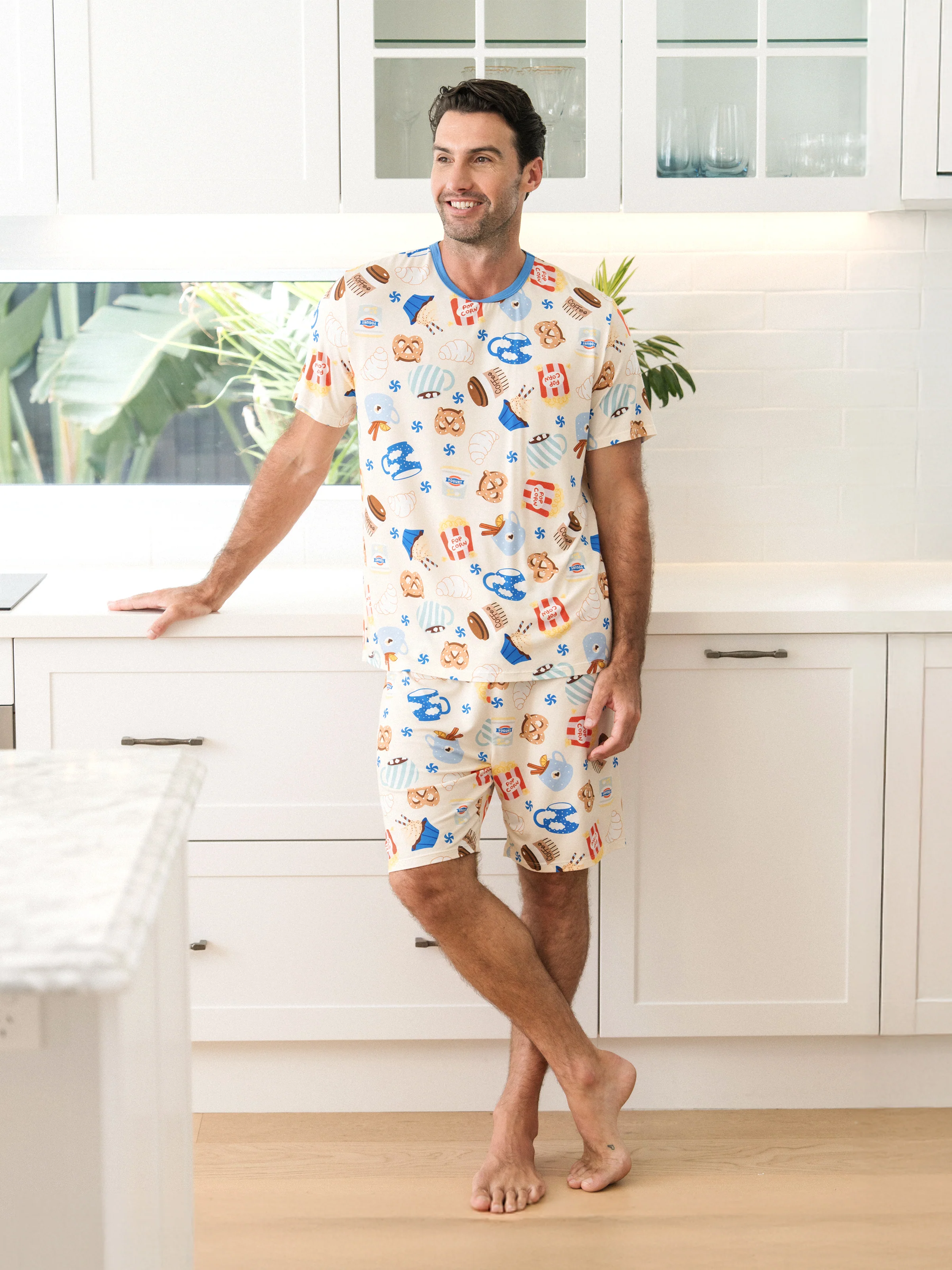 Family Matching Bamboo Pajamas Buttery Soft Bamboo Viscose PJs for Men Women Kids Toddler Baby, Cozy Dessert Print Short-sleeve Sleepwear Blue - Image 10