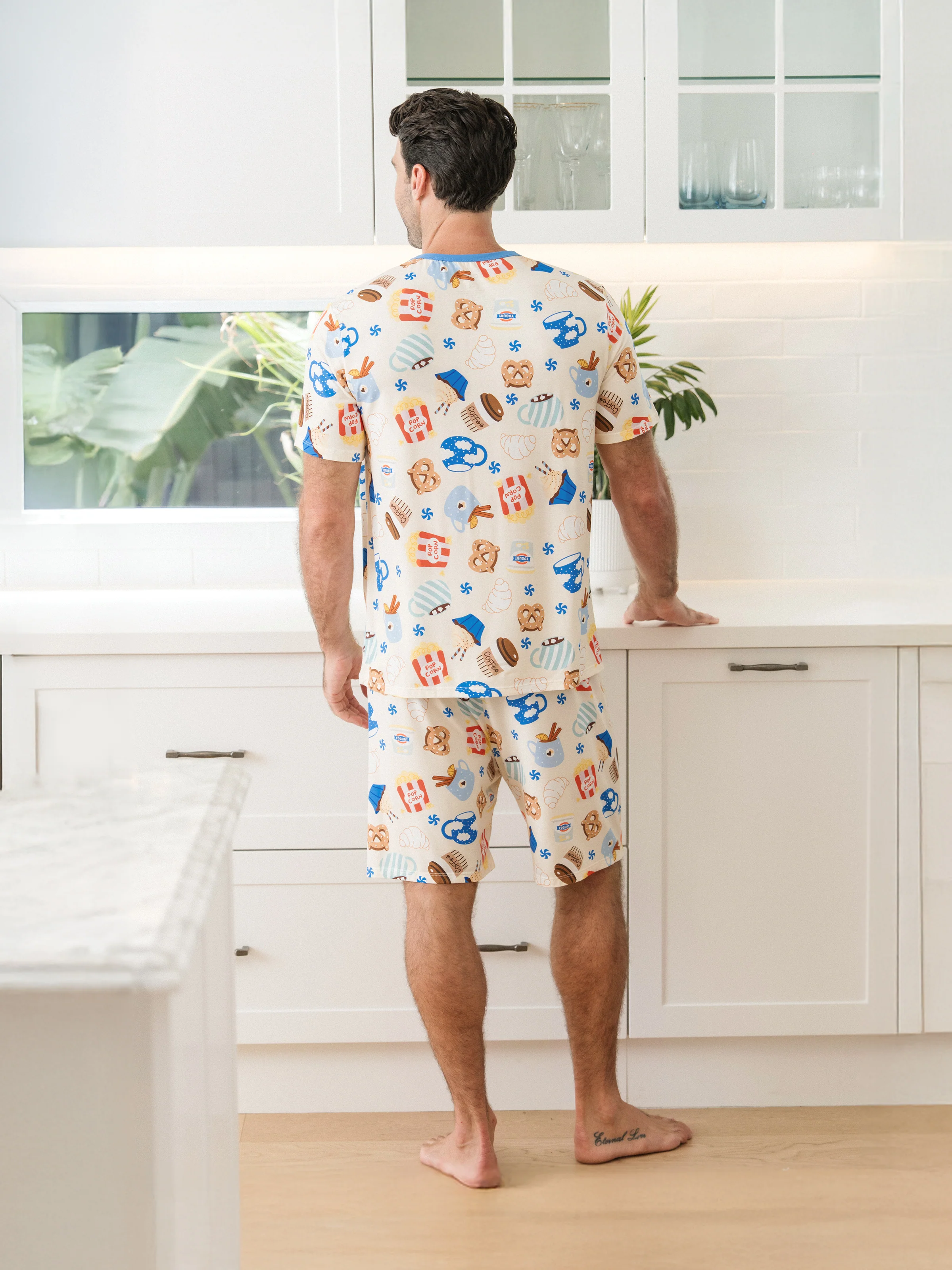 Family Matching Bamboo Pajamas Buttery Soft Bamboo Viscose PJs for Men Women Kids Toddler Baby, Cozy Dessert Print Short-sleeve Sleepwear Blue - Image 11