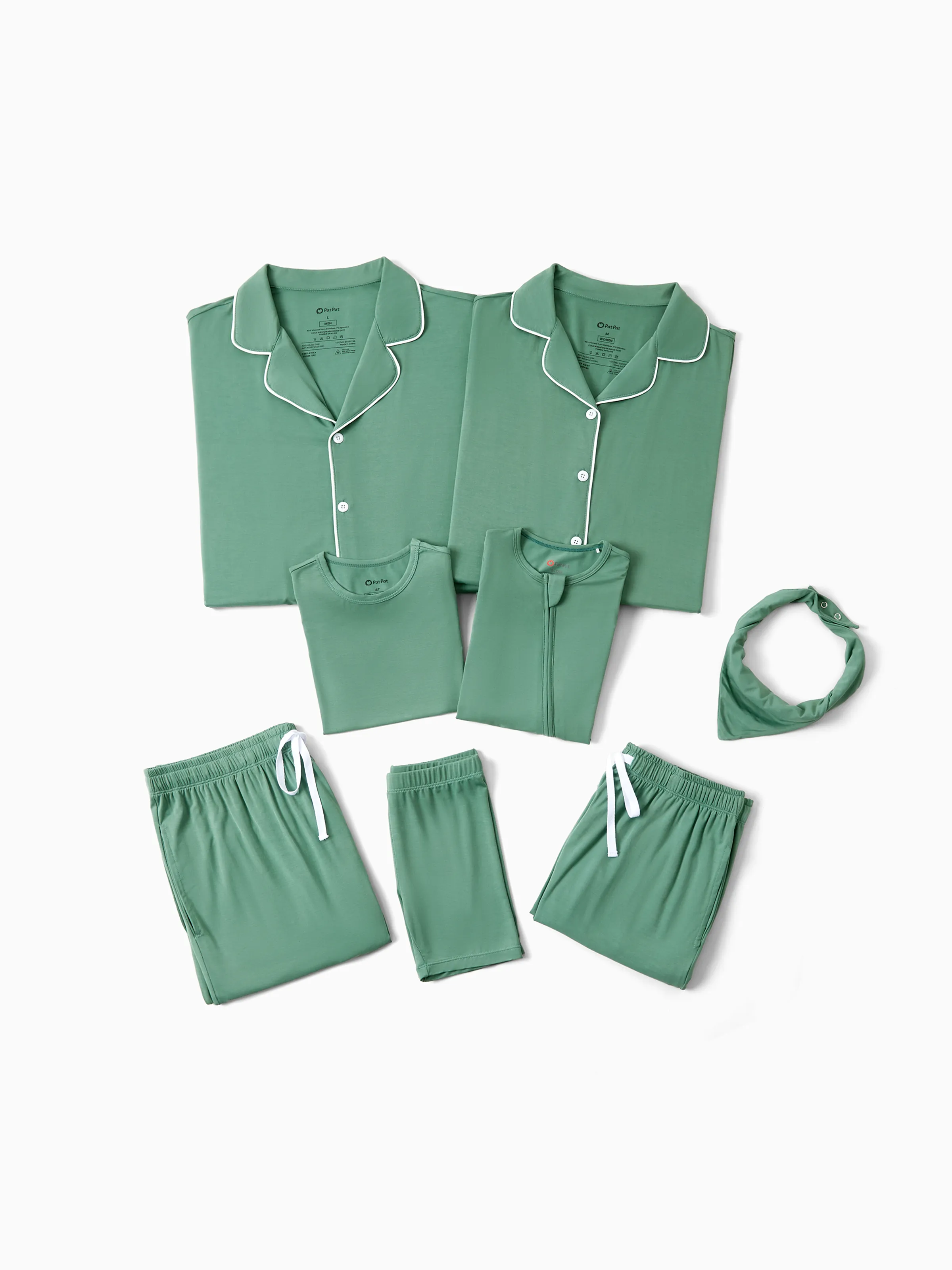 Daddy & Son Bamboo Pajamas Buttery Soft Bamboo Viscose PJs for Men Women Kids Toddler Baby, Solid Color Short Sleeve Shirt & Shorts Sleepwear Green - Image 3
