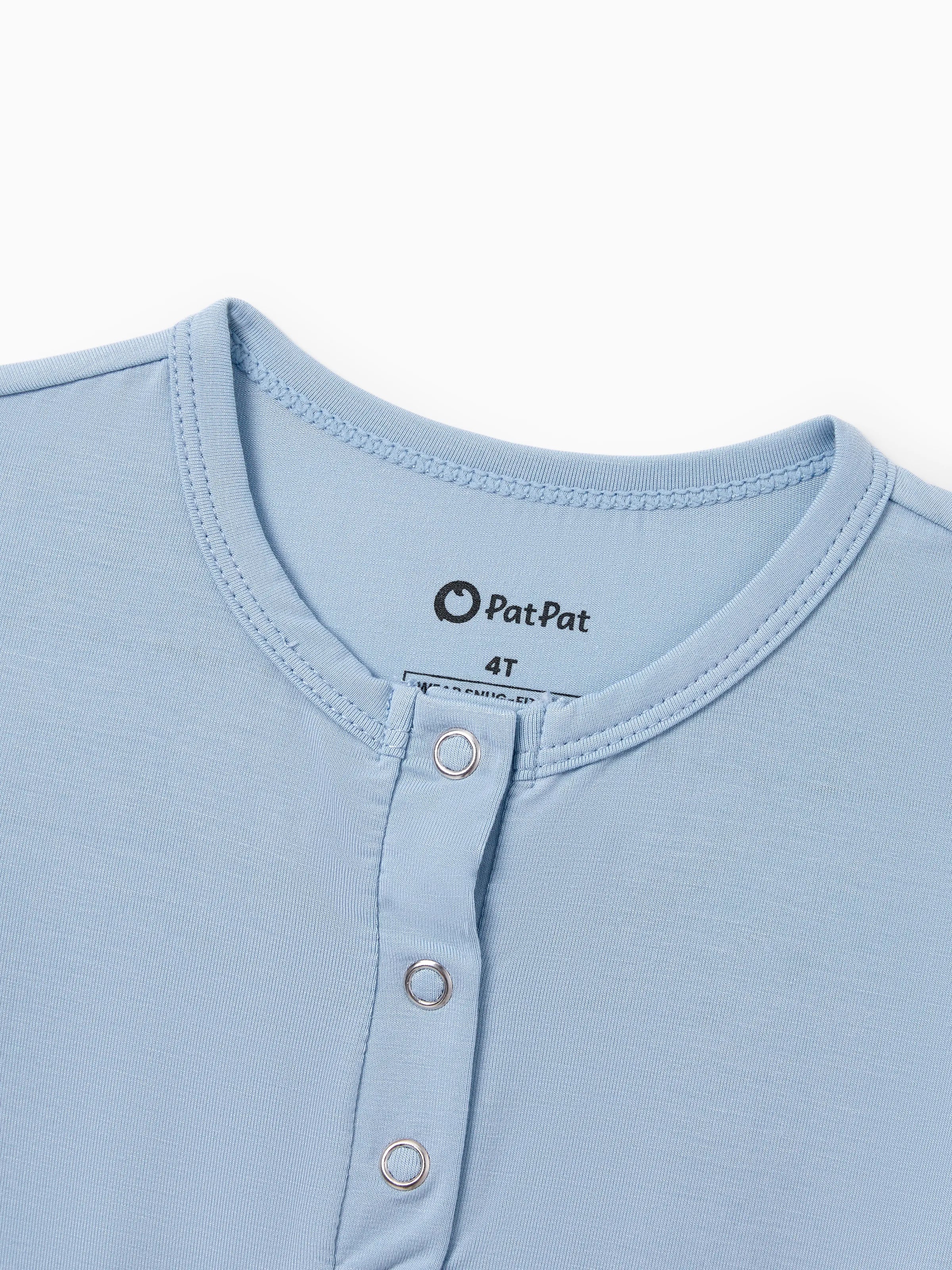 Daddy & Son Bamboo Pajamas Soft Bamboo Viscose PJs for Men Women Kids Toddler Baby, Classic Blue Short-sleeve Sleepwear with Button-Down Shirt and Pants Blue grey - Image 10